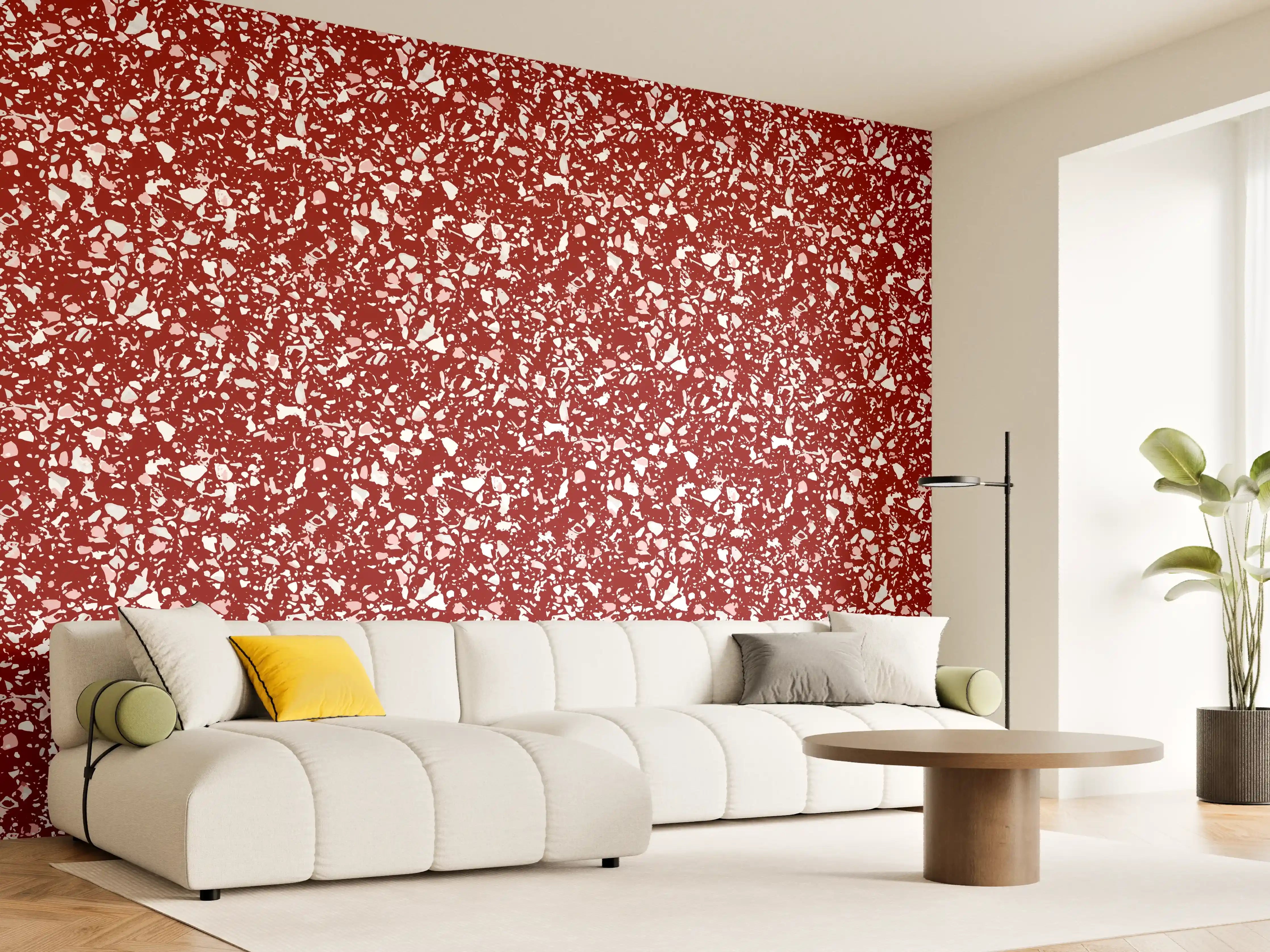 Wandverkleidung Wohnzimmer - Glitzernde rote Oberfläche