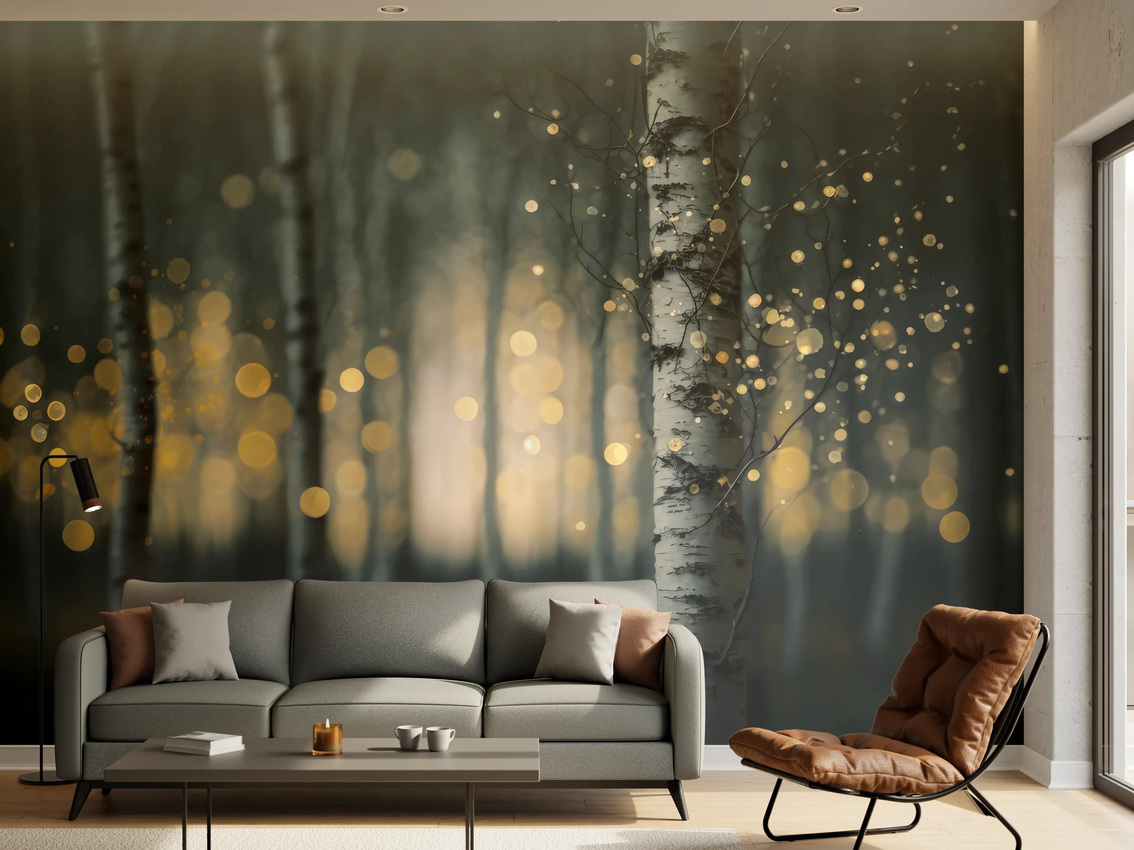 Wandverkleidung Wohnzimmer - Glühender Magischer Wald
