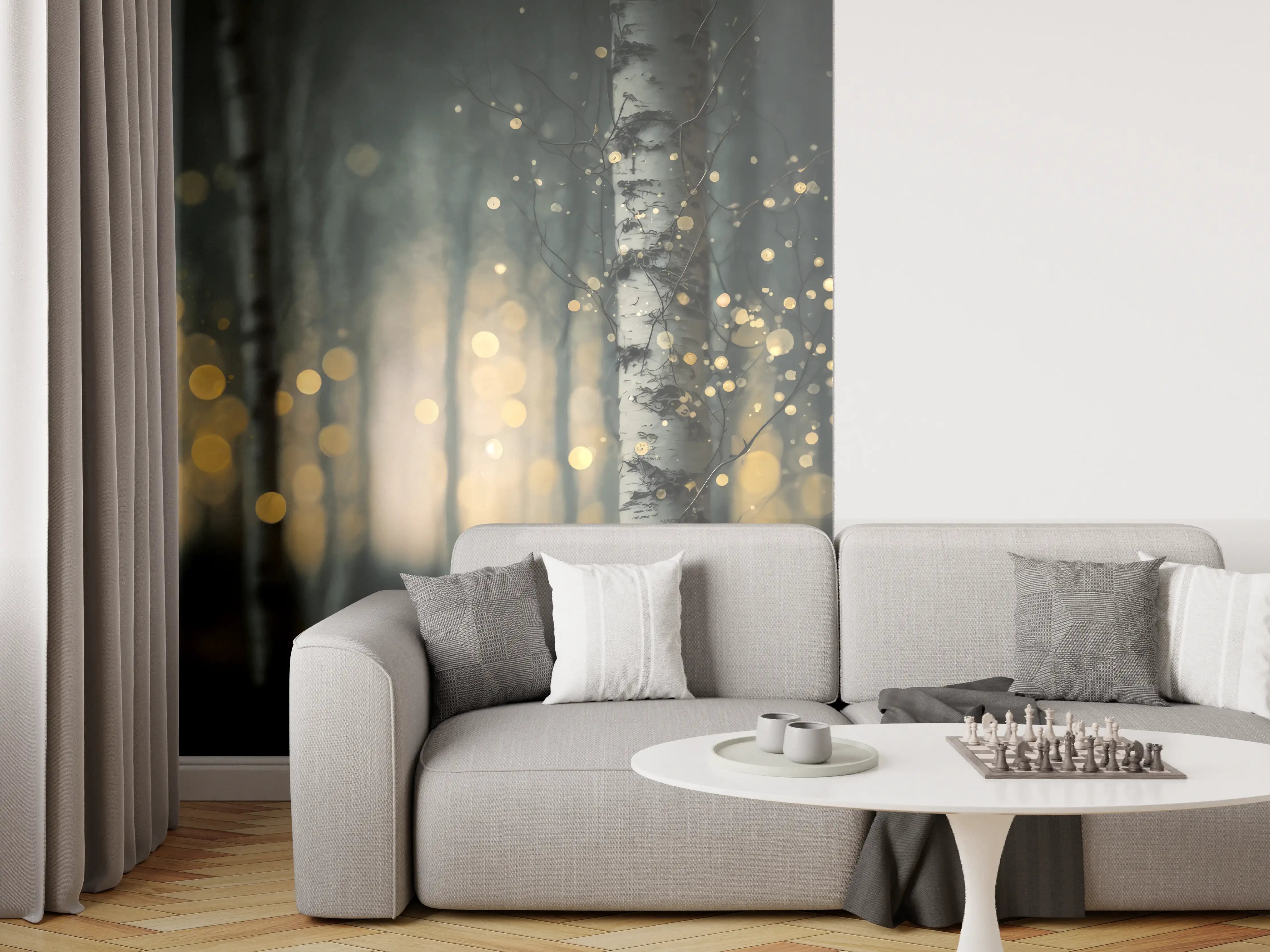 Wandverkleidung Wohnzimmer - Glühender Magischer Wald