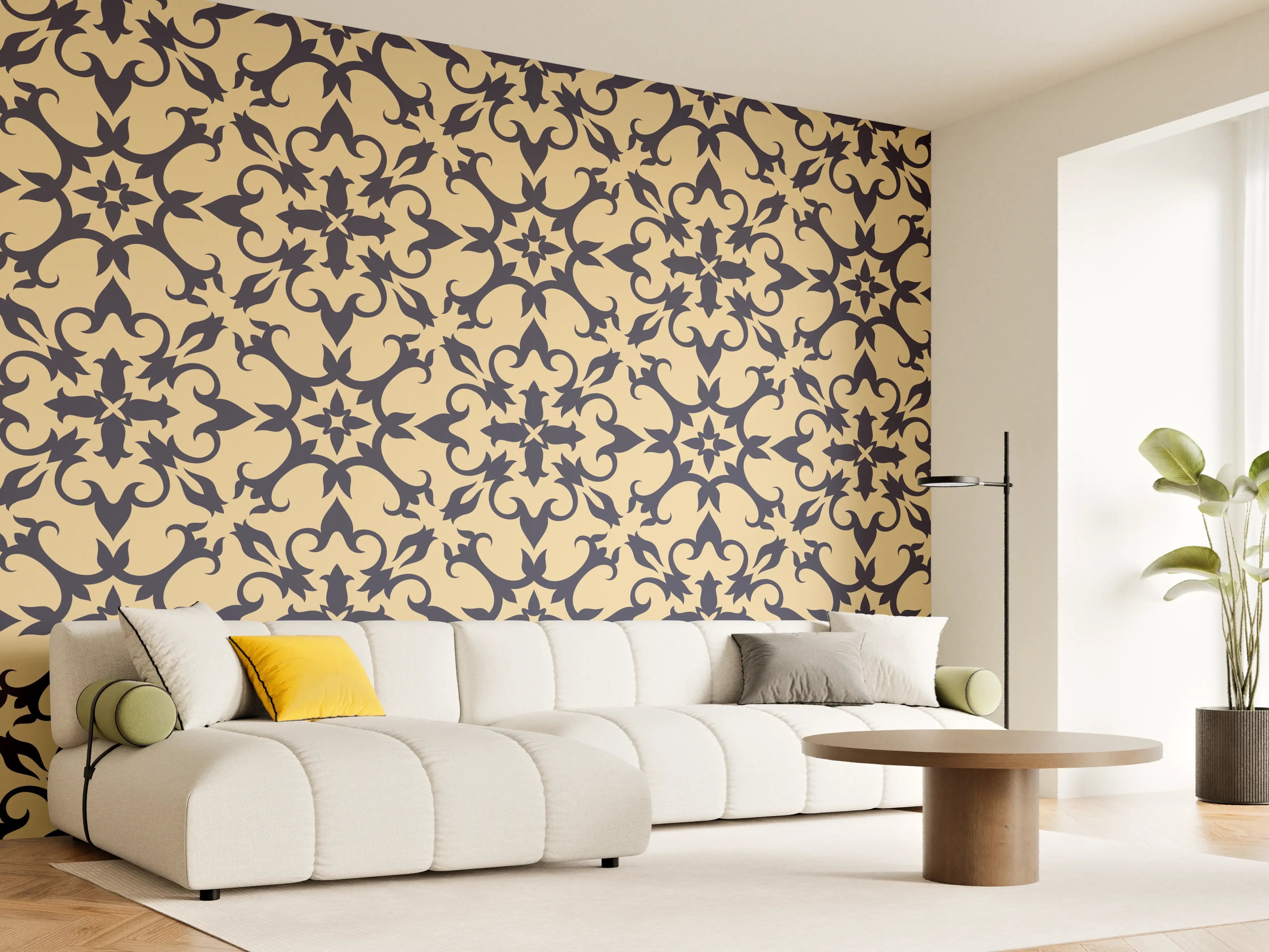 Wandverkleidung Wohnzimmer - Gold-Schwarz Geometrisches Muster