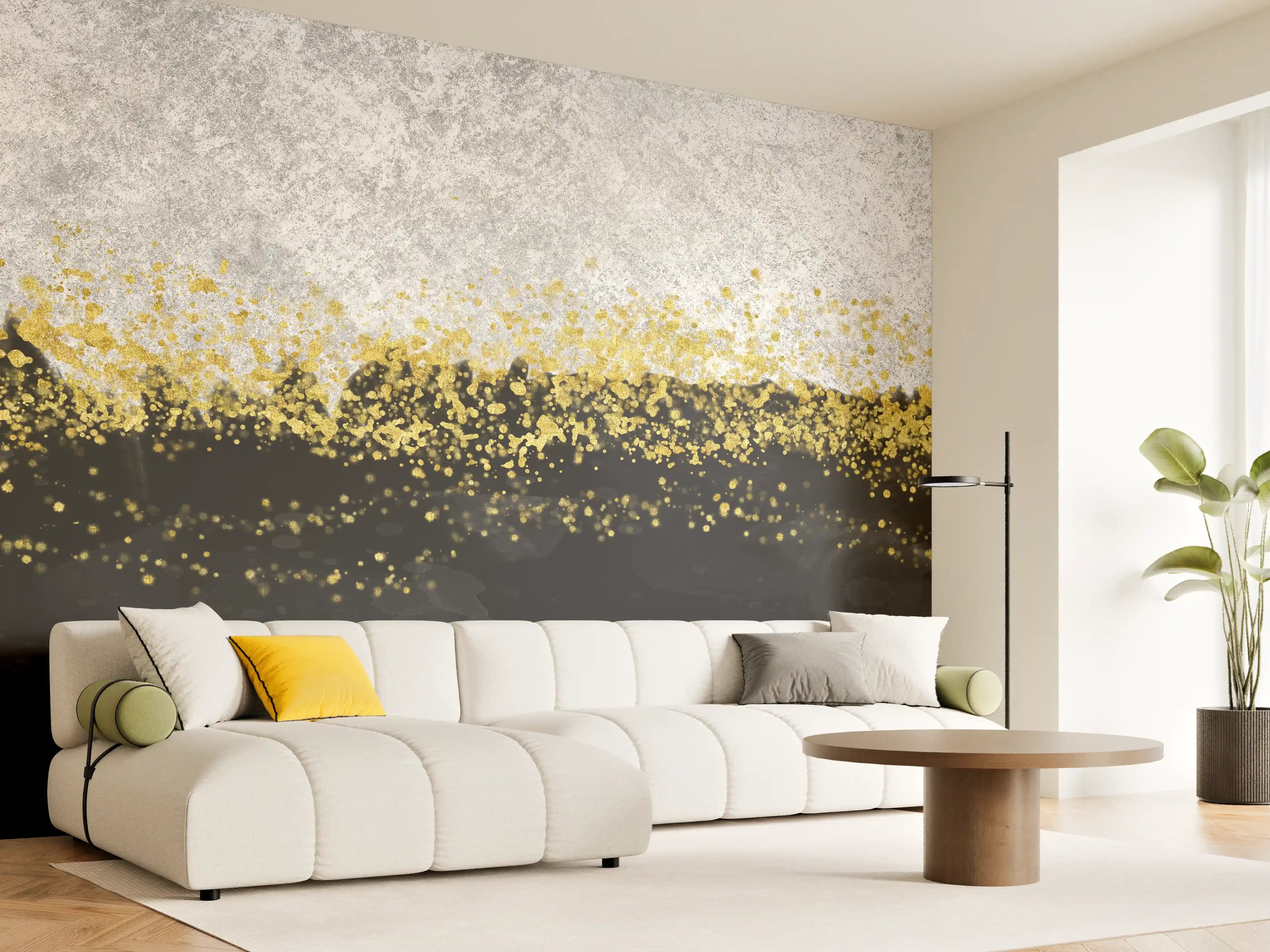Wandverkleidung Wohnzimmer - Gold-Schwarz-Weiß Resin Geode