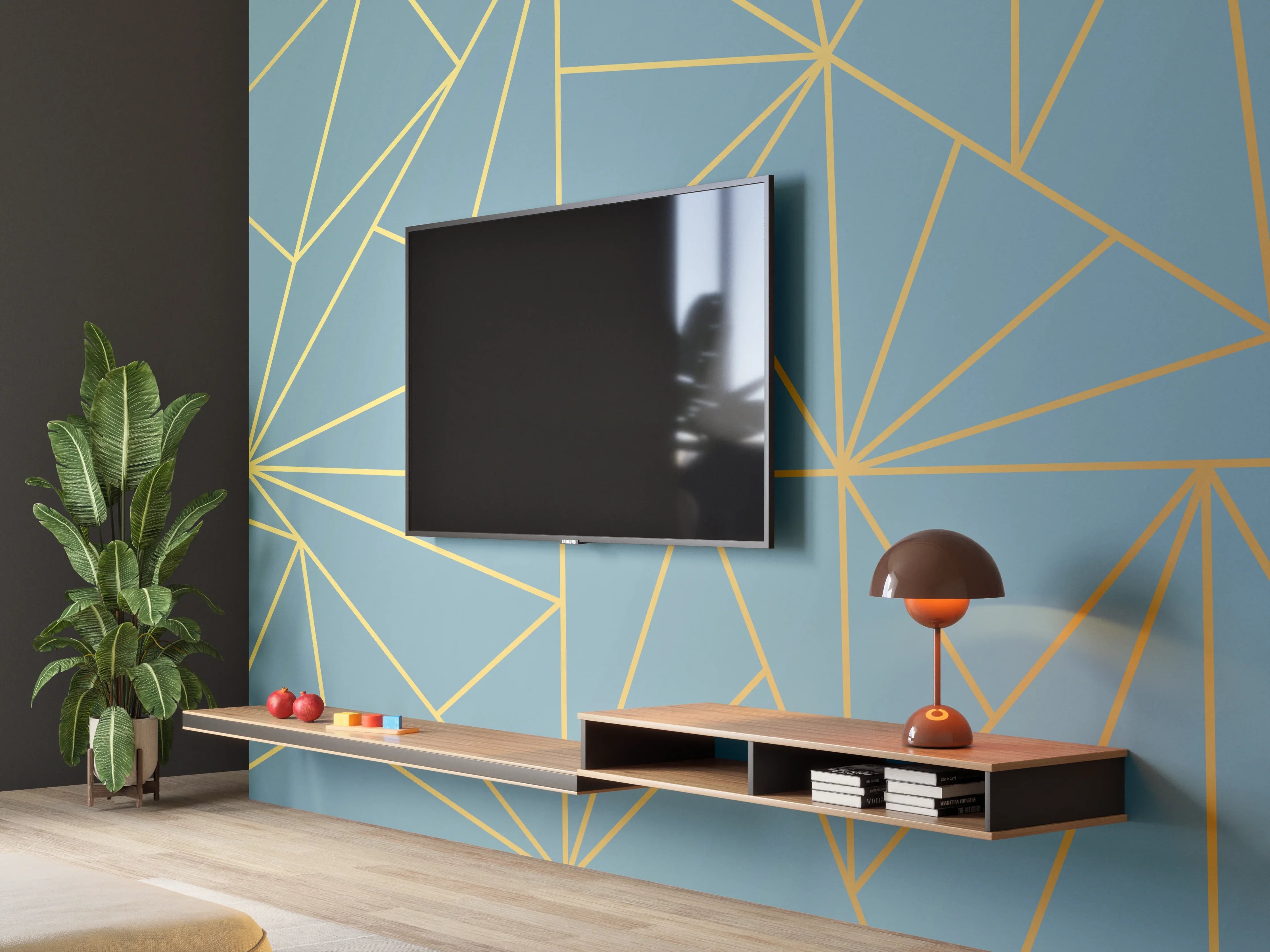 Wandverkleidung Wohnzimmer - GoldLine Geometrische Kunst