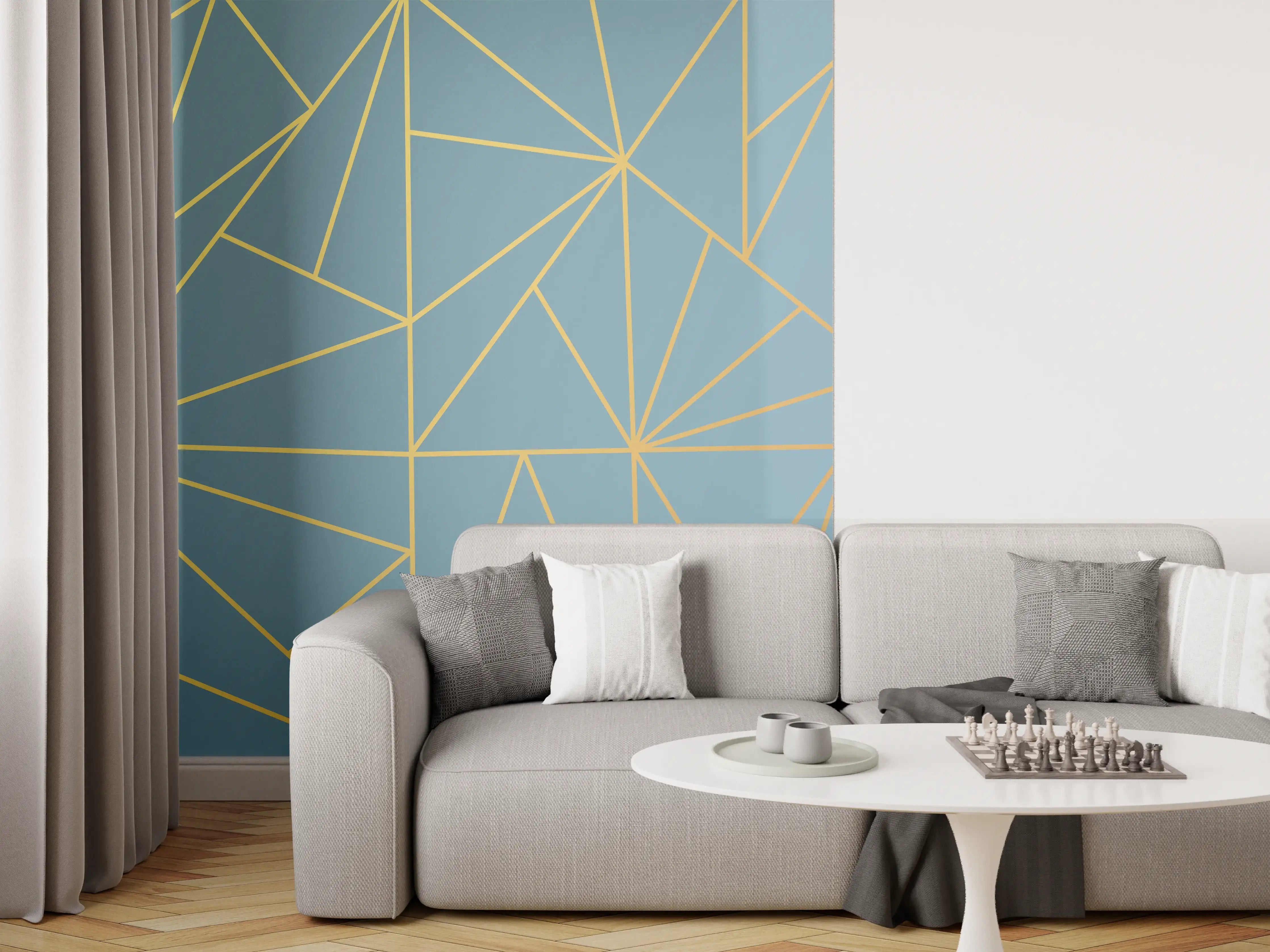 Wandverkleidung Wohnzimmer - GoldLine Geometrische Kunst