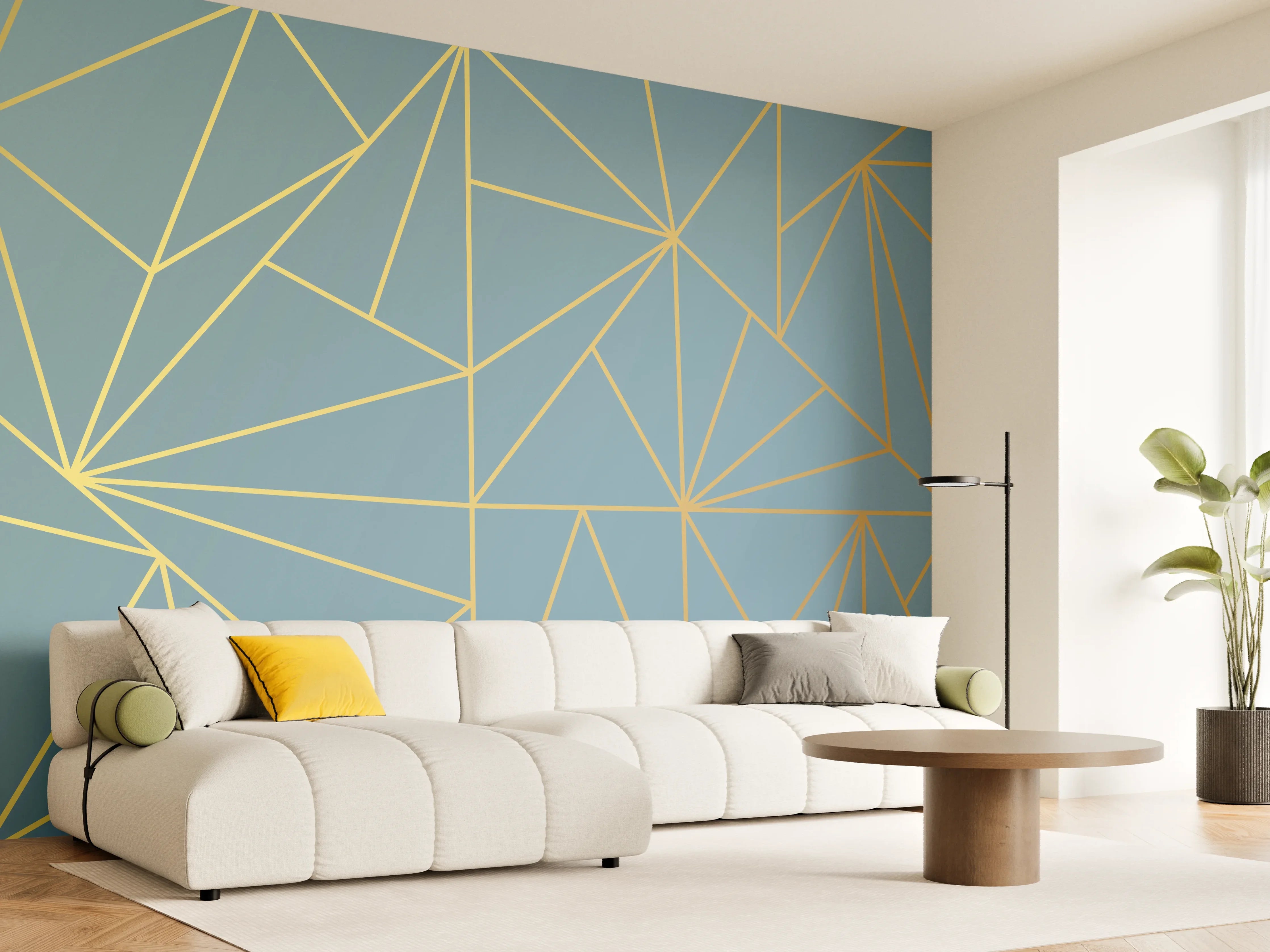 Wandverkleidung Wohnzimmer - GoldLine Geometrische Kunst