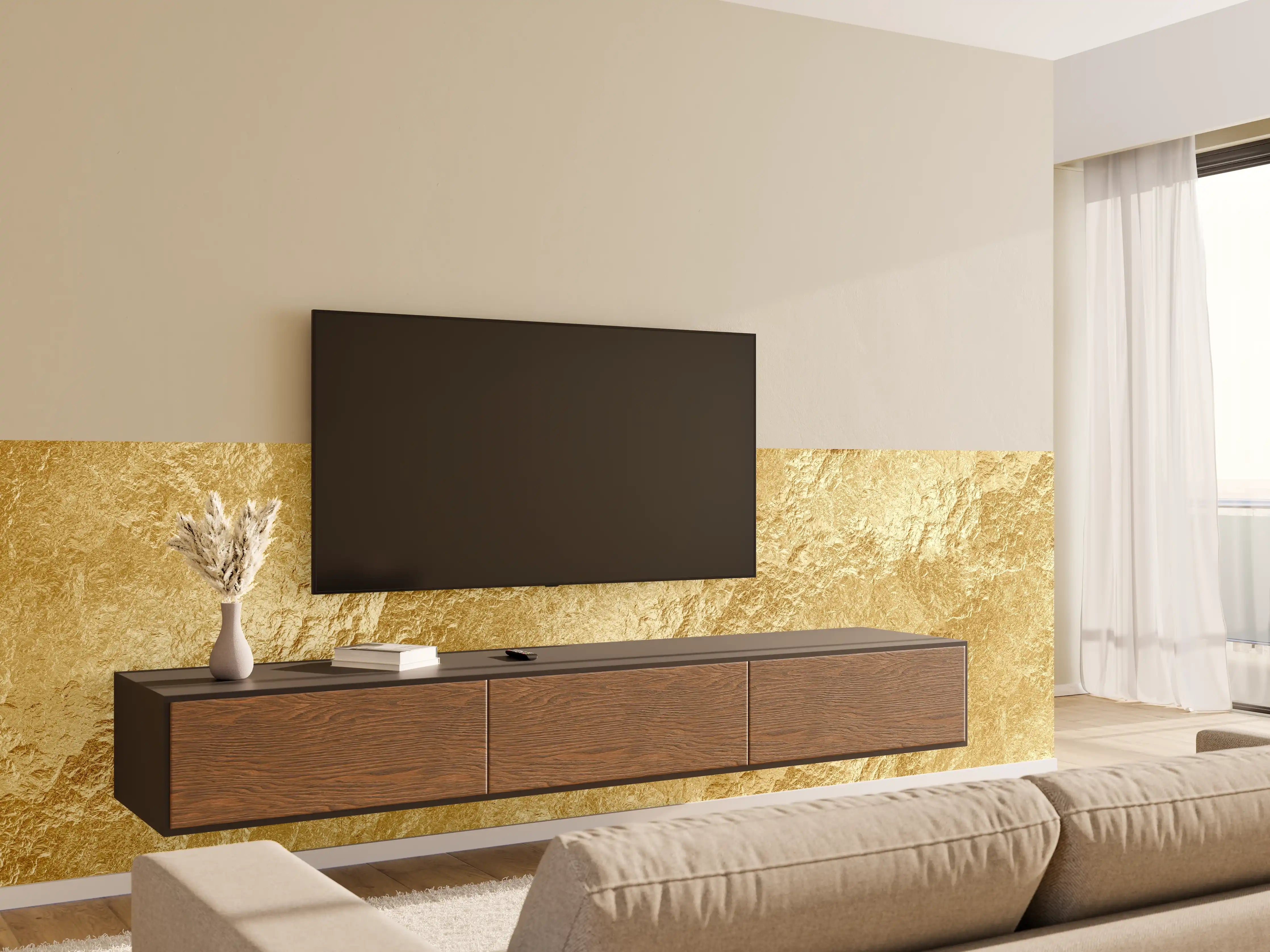 Wandverkleidung Wohnzimmer - Goldene Luxus Textur