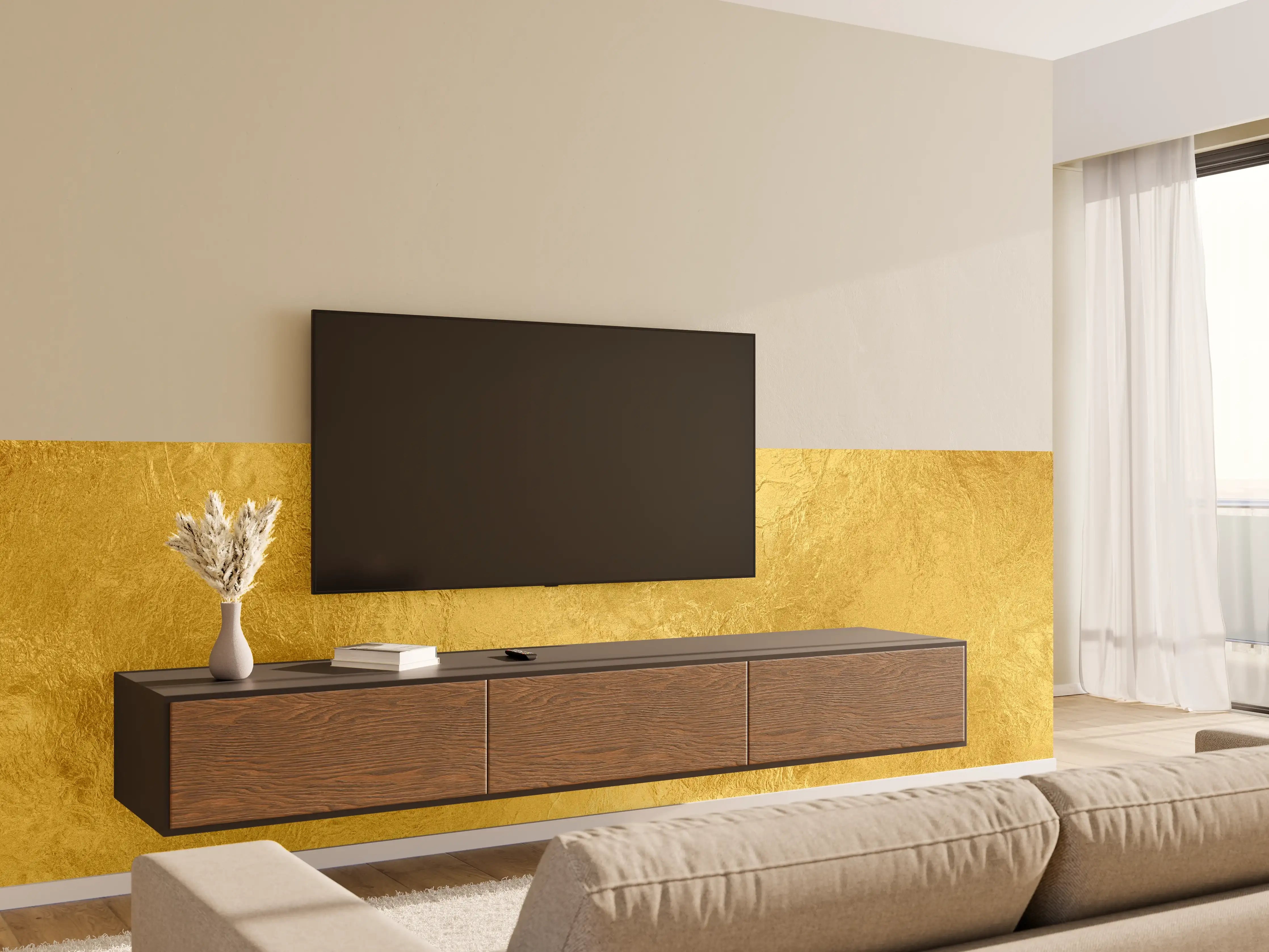 Wandverkleidung Wohnzimmer - Goldene Textur Wanddekoration