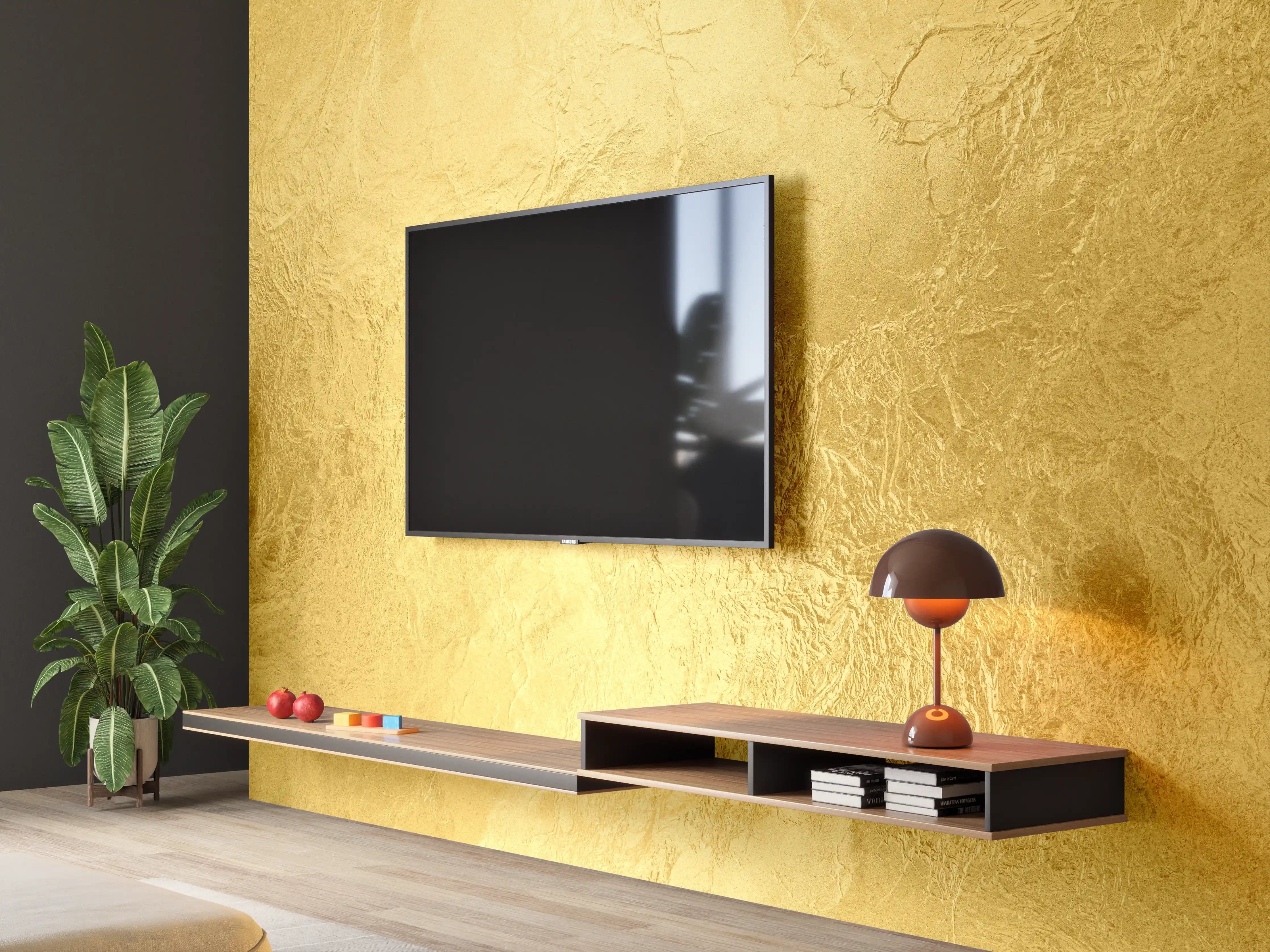 Wandverkleidung Wohnzimmer - Goldene Textur Wanddekoration