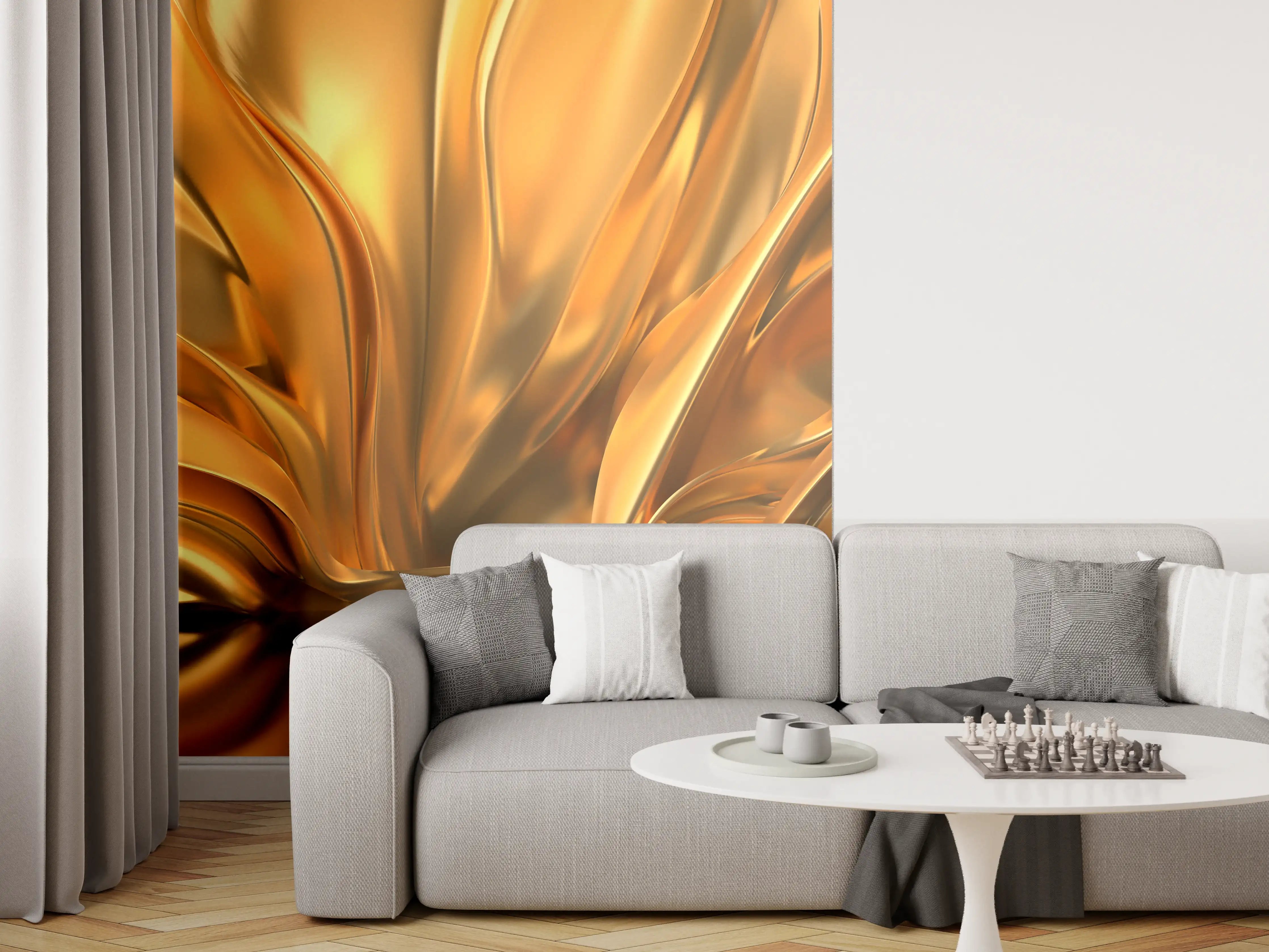 Wandverkleidung Wohnzimmer - Goldene, metallische Textur