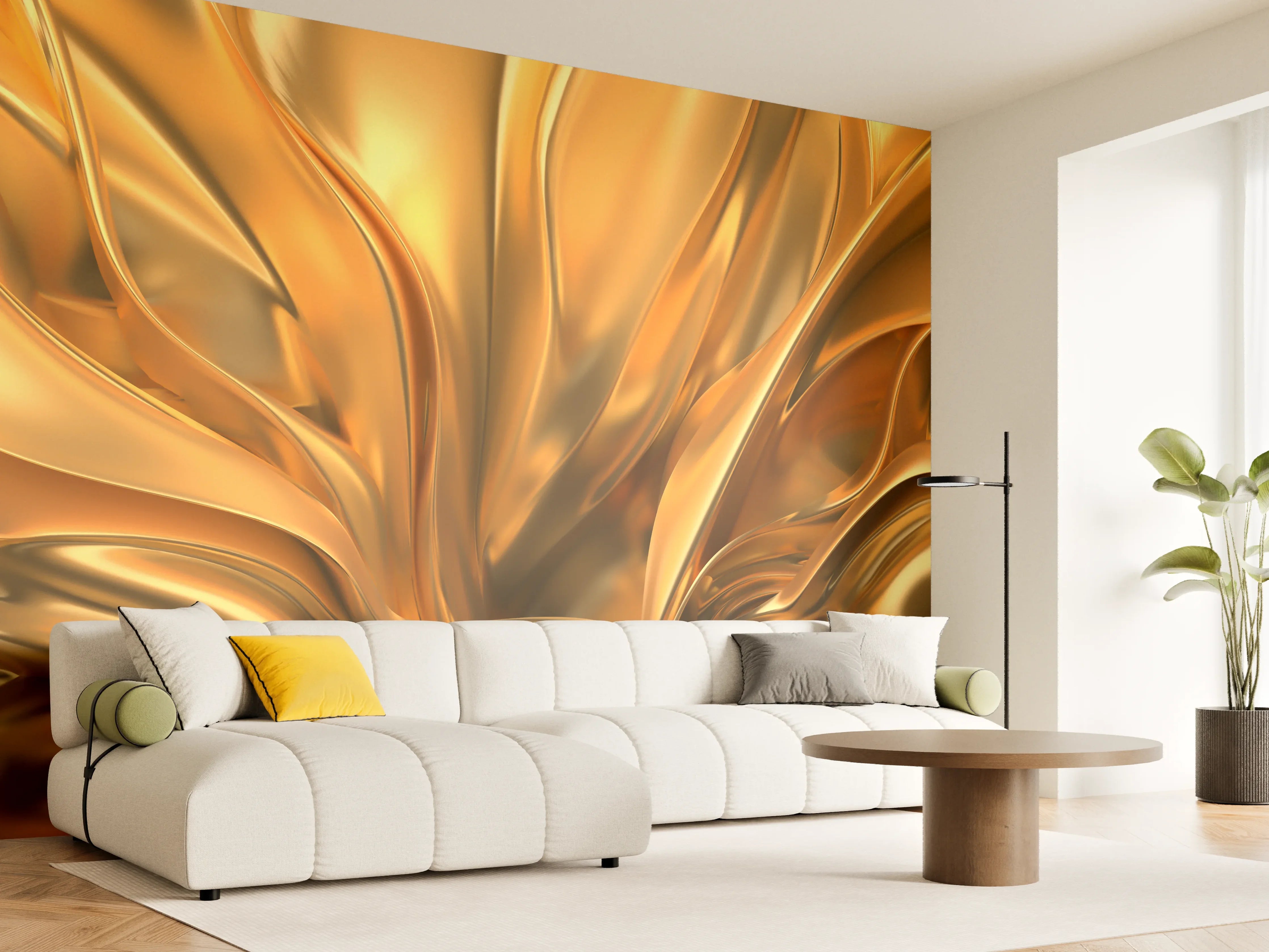 Wandverkleidung Wohnzimmer - Goldene, metallische Textur