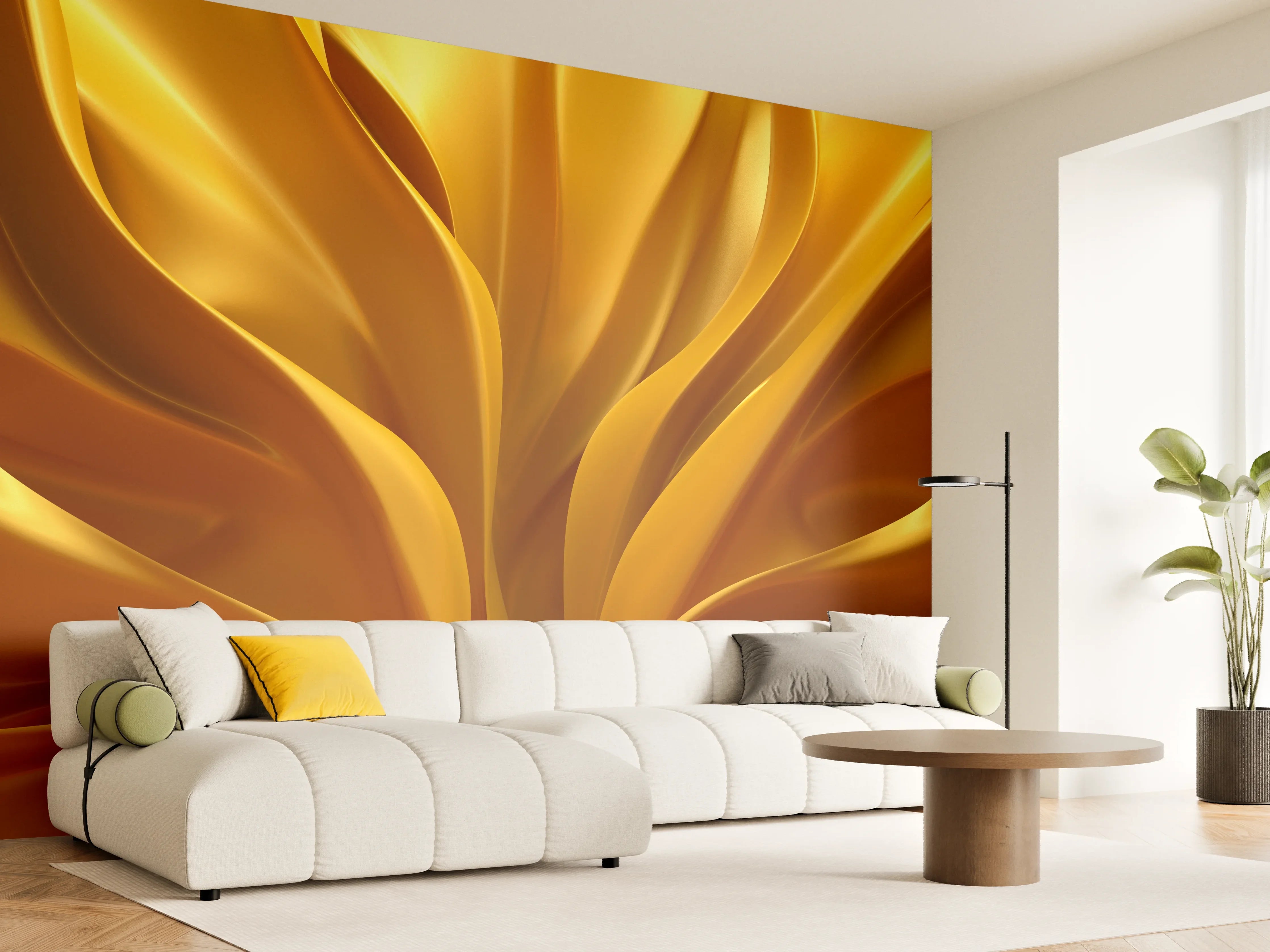 Wandverkleidung Wohnzimmer - Goldenes Abstract-Design