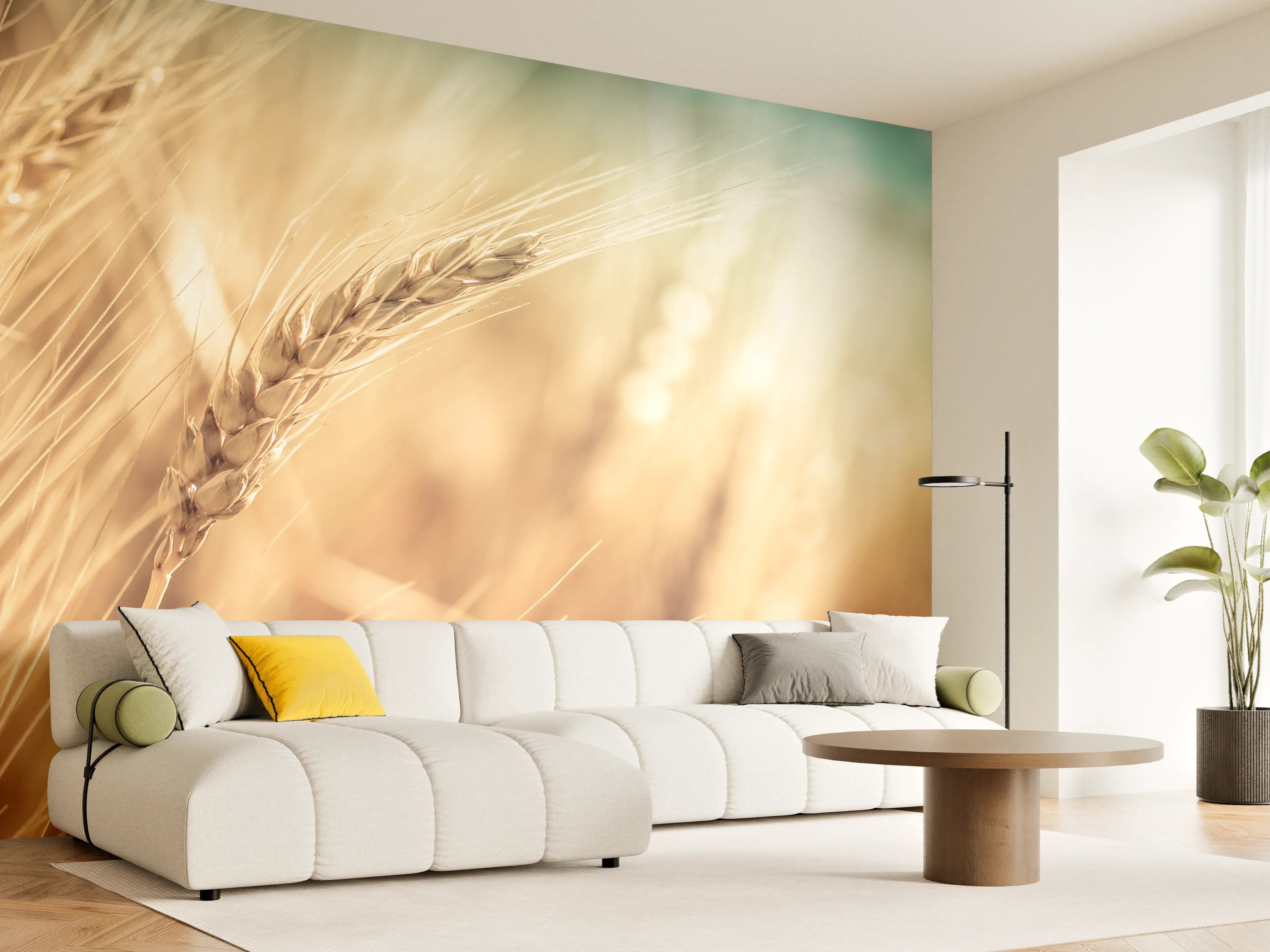 Wandverkleidung Wohnzimmer - Goldenes Feld bei Sonnenuntergang