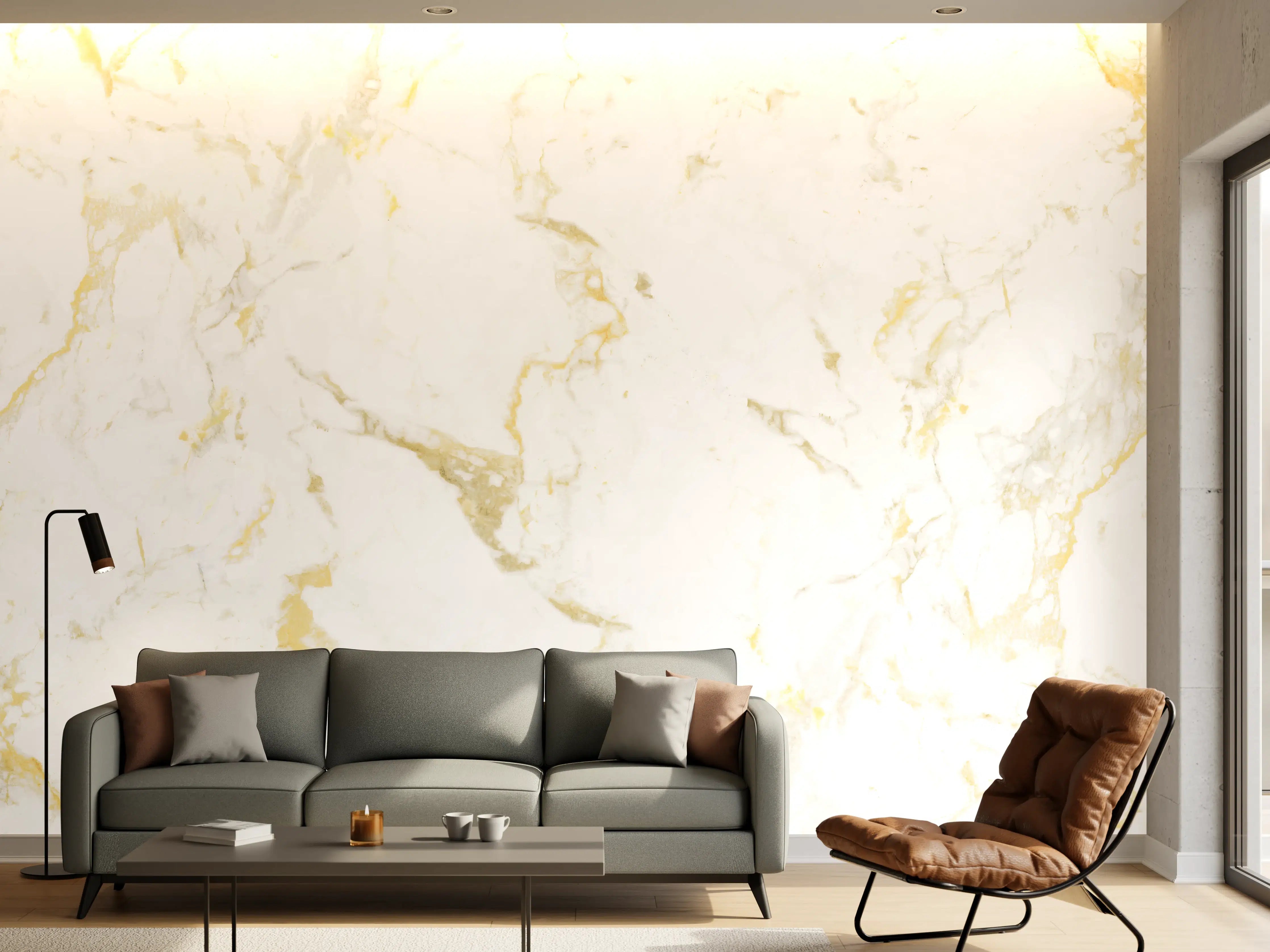 Wandverkleidung Wohnzimmer - Goldmarmor Textur