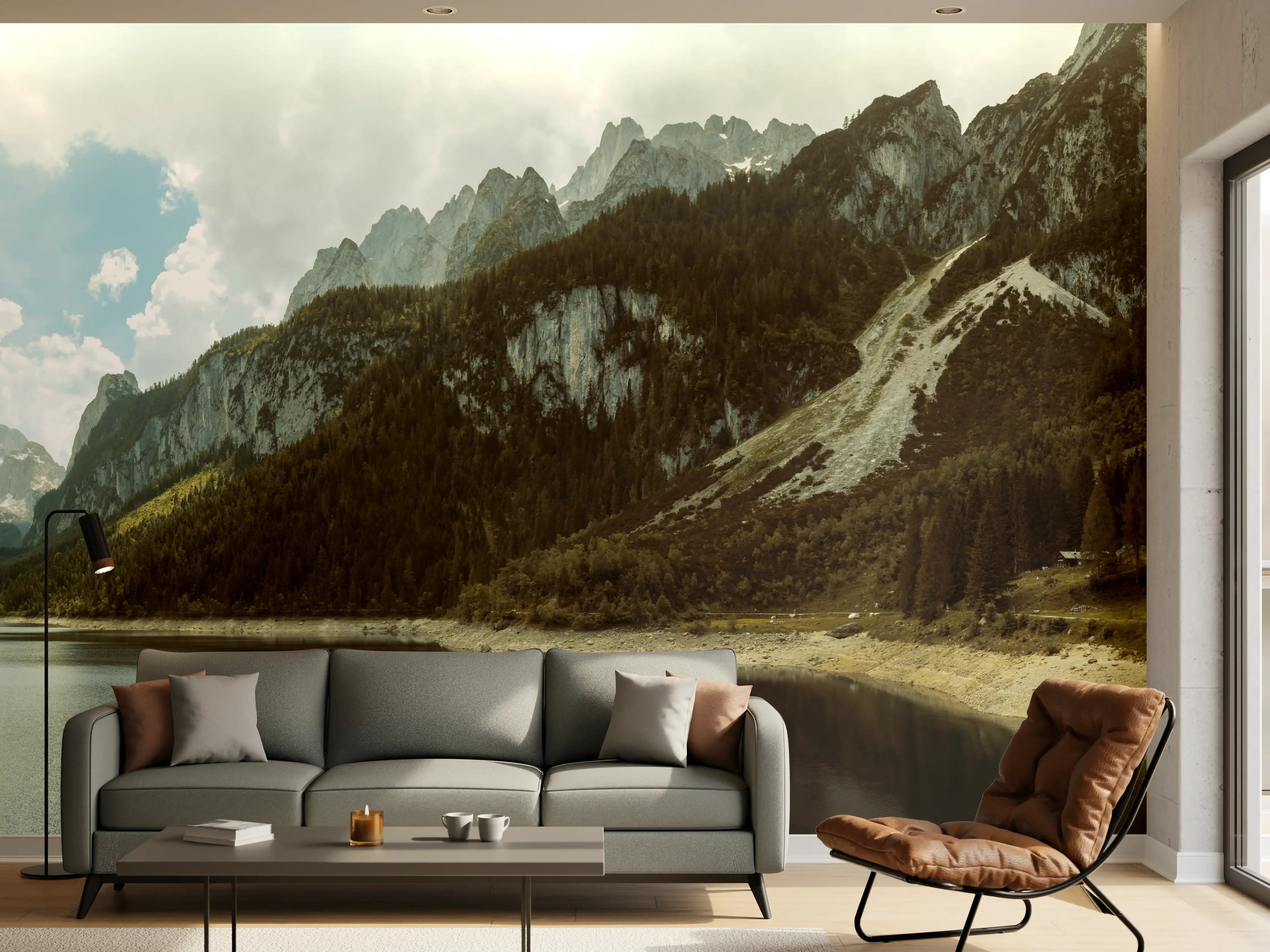 Wandverkleidung Wohnzimmer - Gosausee Panorama