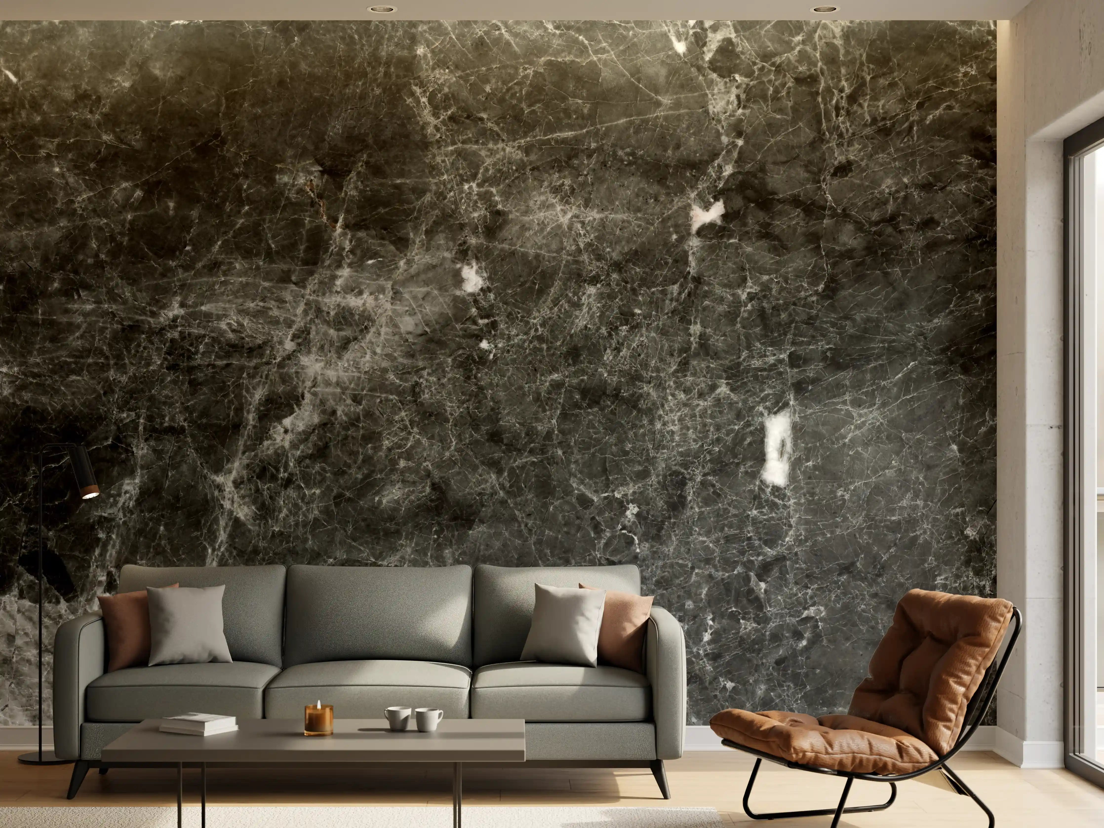 Wandverkleidung Wohnzimmer - Gräuliche Marmor Oberfläche