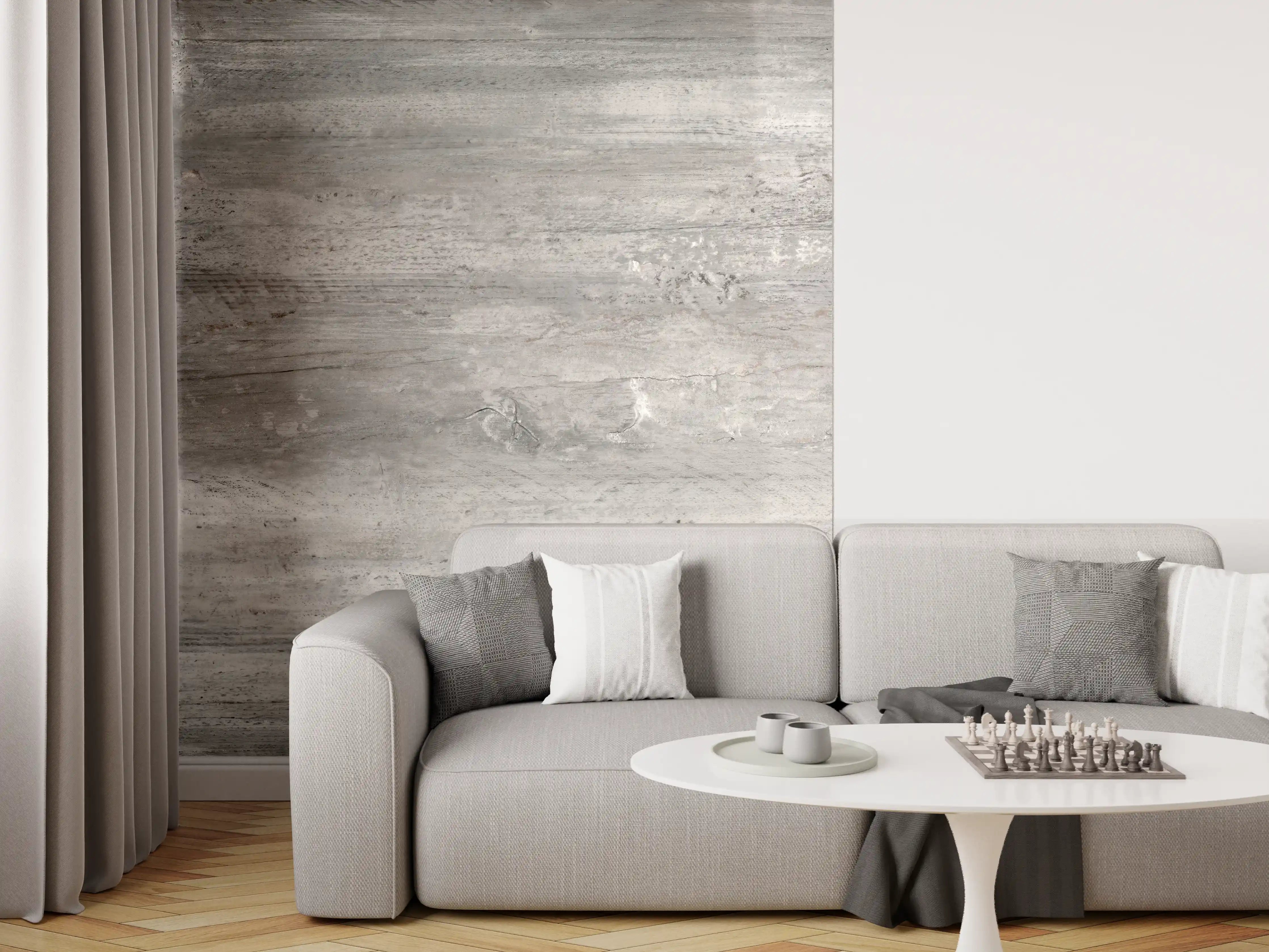 Wandverkleidung Wohnzimmer - Gräuliche alte Holztextur