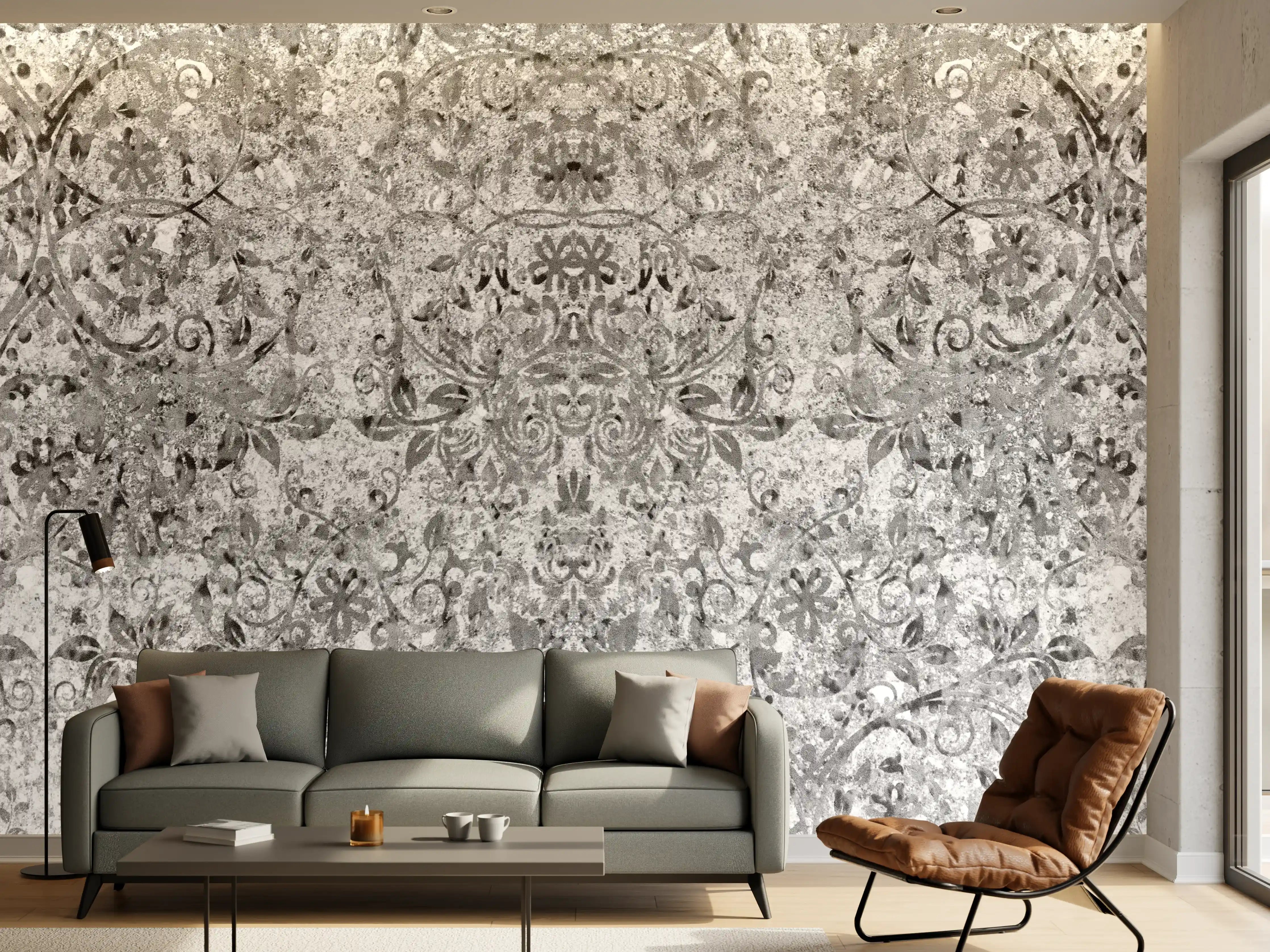 Wandverkleidung Wohnzimmer - Gräuliche gealterte Tapet-Wand