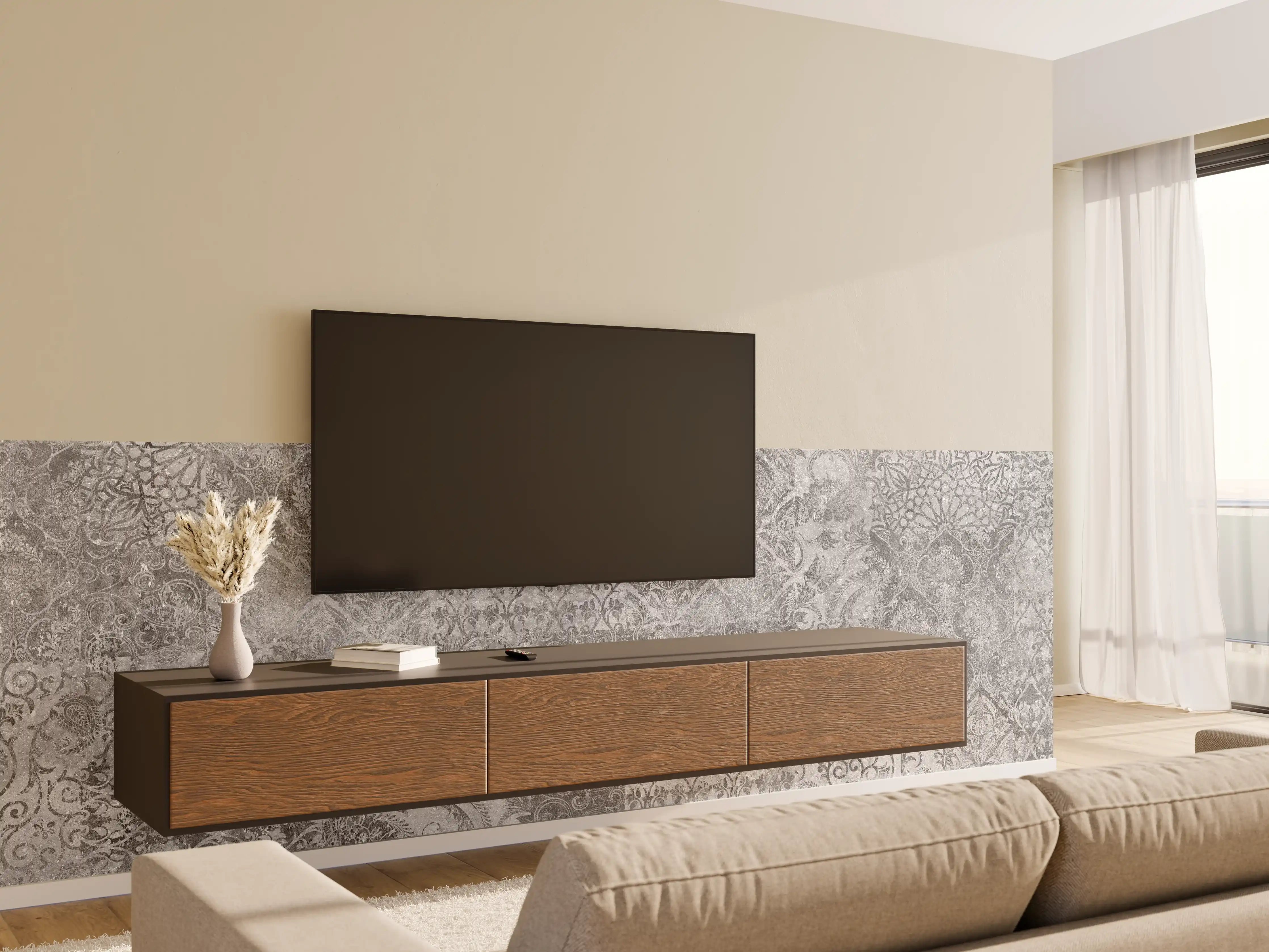 Wandverkleidung Wohnzimmer - Gräuliches Mosaik Muster