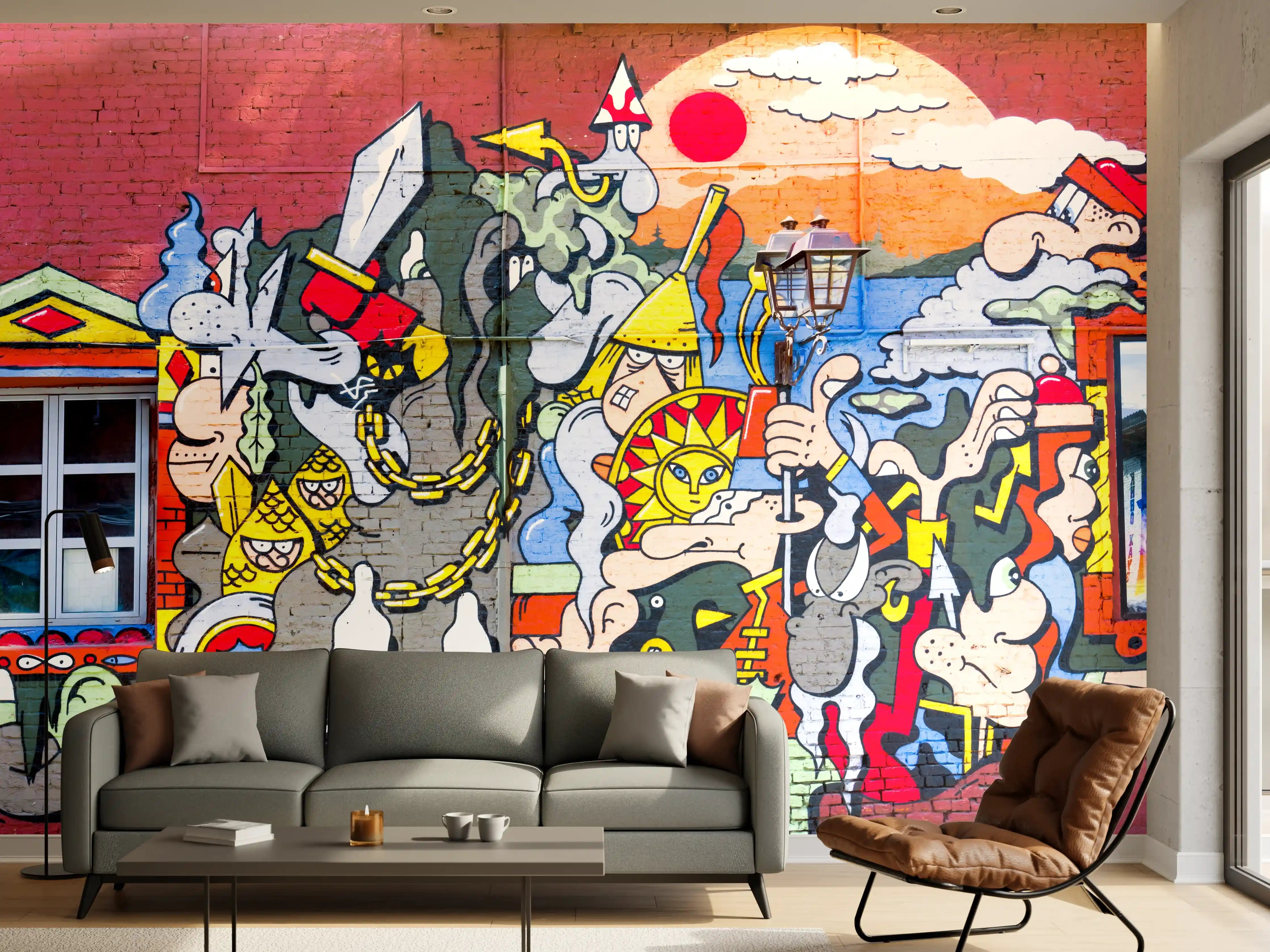 Wandverkleidung Wohnzimmer - Graffiti Wand - Urban Streetstyle