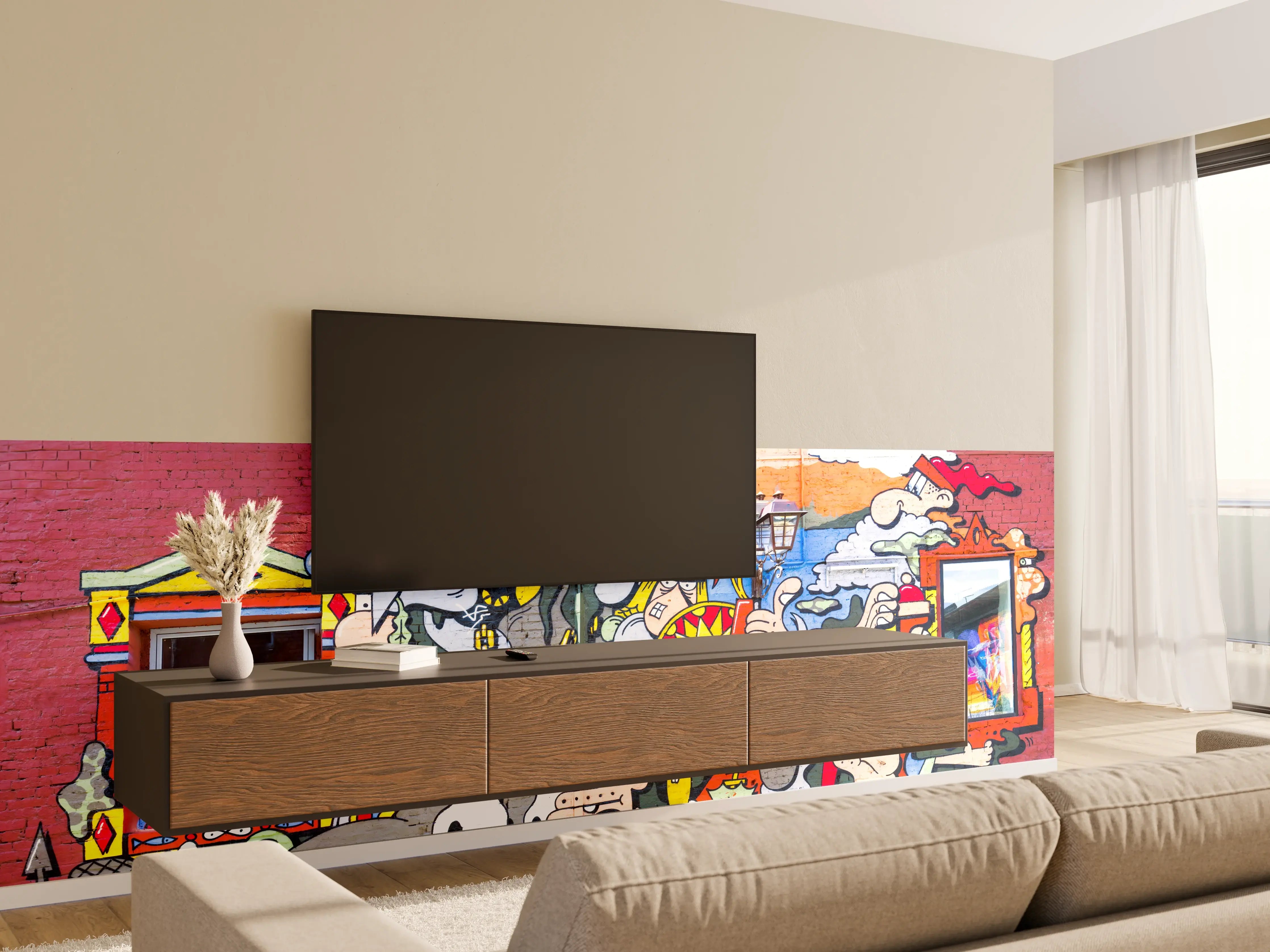 Wandverkleidung Wohnzimmer - Graffiti Wand - Urban Streetstyle