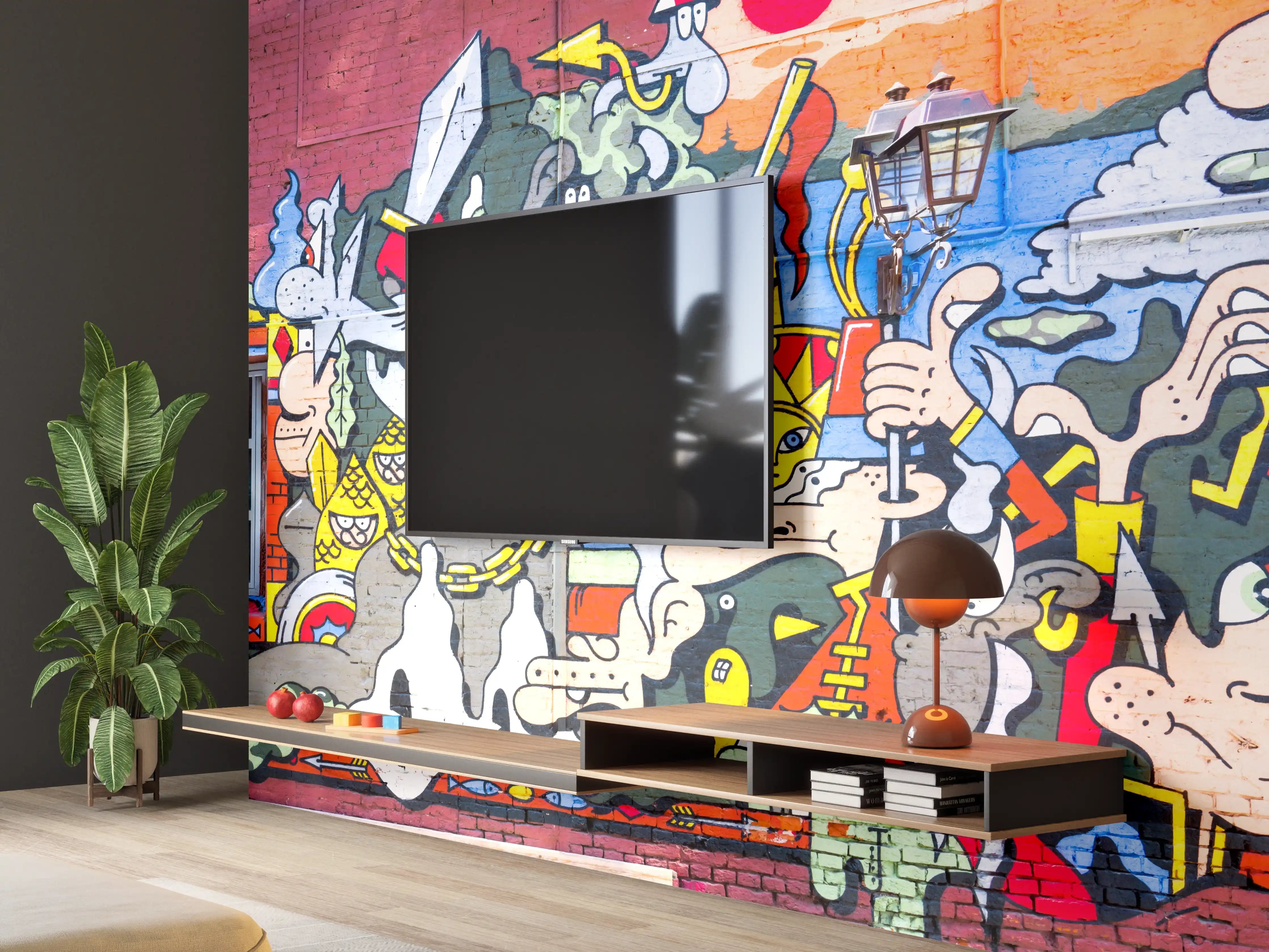 Wandverkleidung Wohnzimmer - Graffiti Wand - Urban Streetstyle