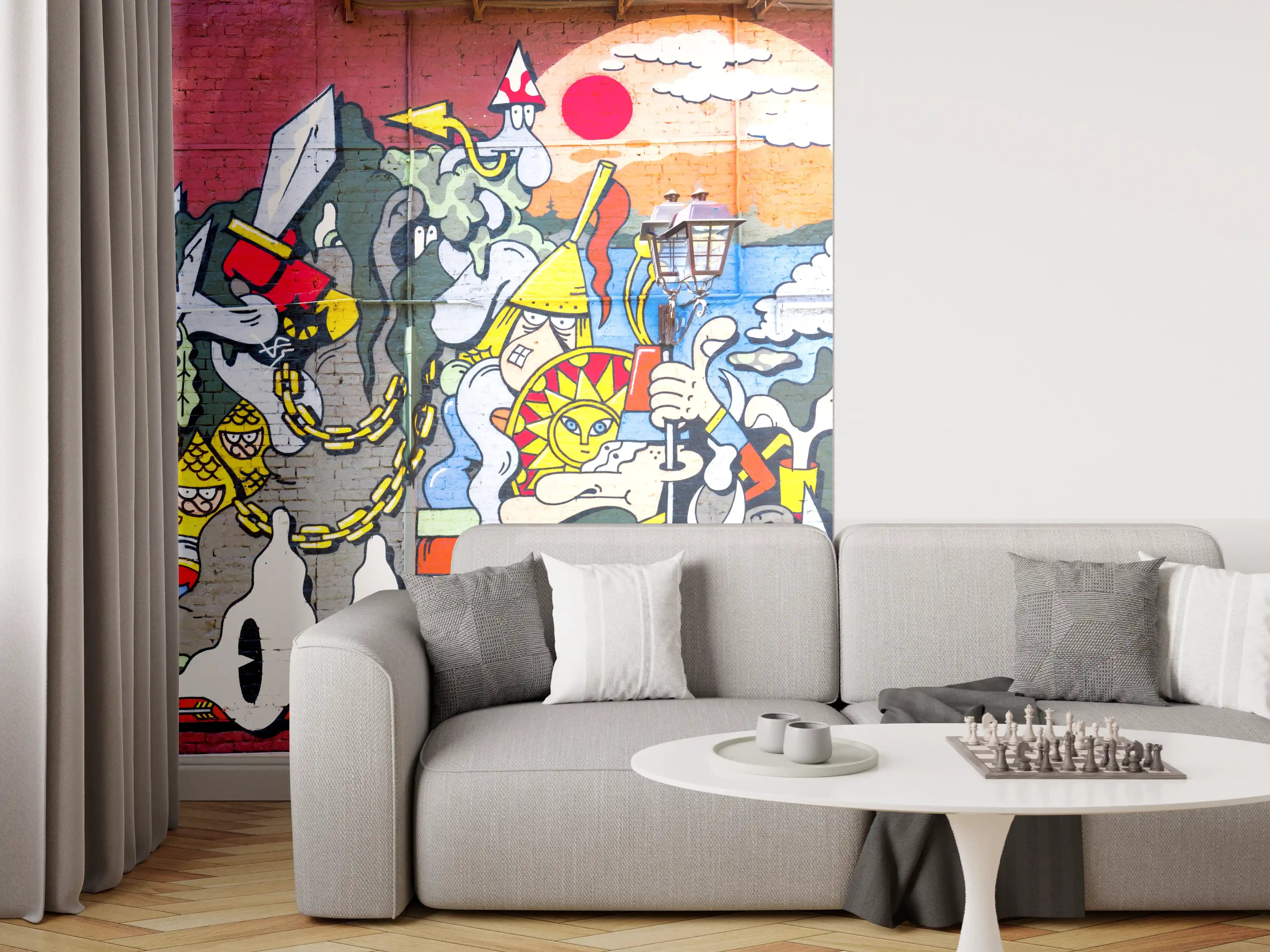 Wandverkleidung Wohnzimmer - Graffiti Wand - Urban Streetstyle