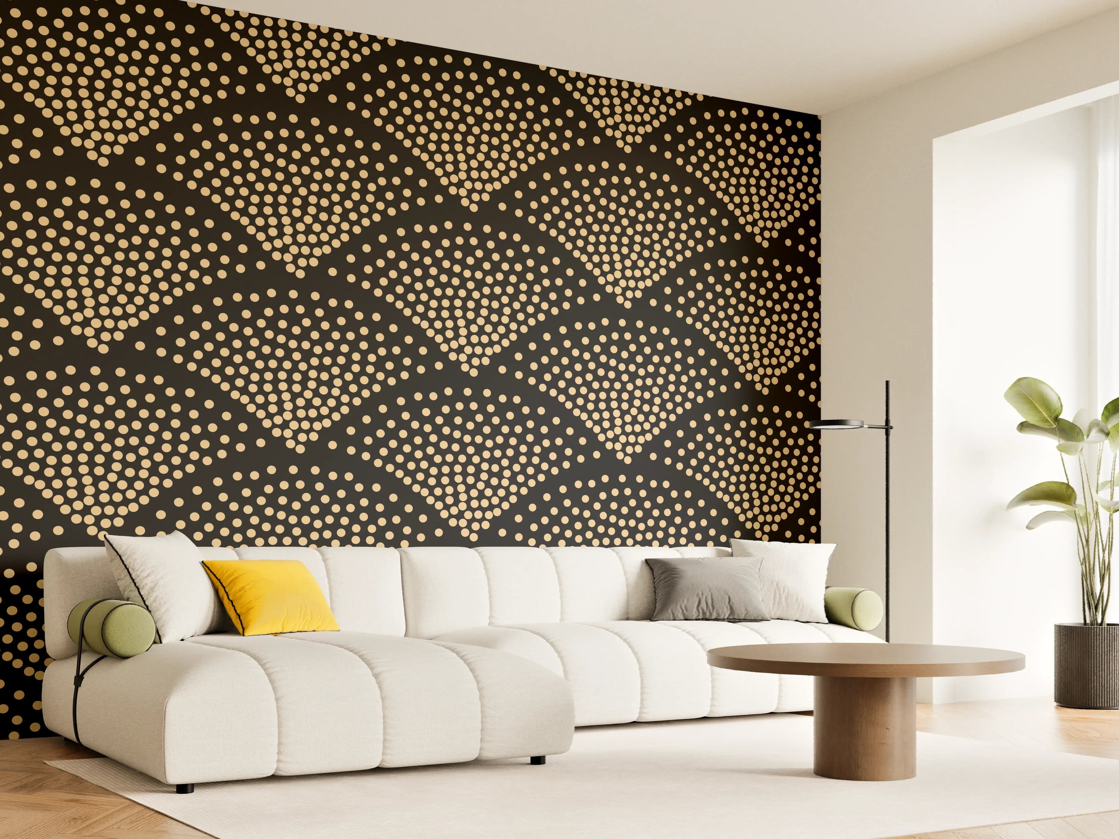 Wandverkleidung Wohnzimmer - Grafik-Textur-Schwarz-Hellbraun