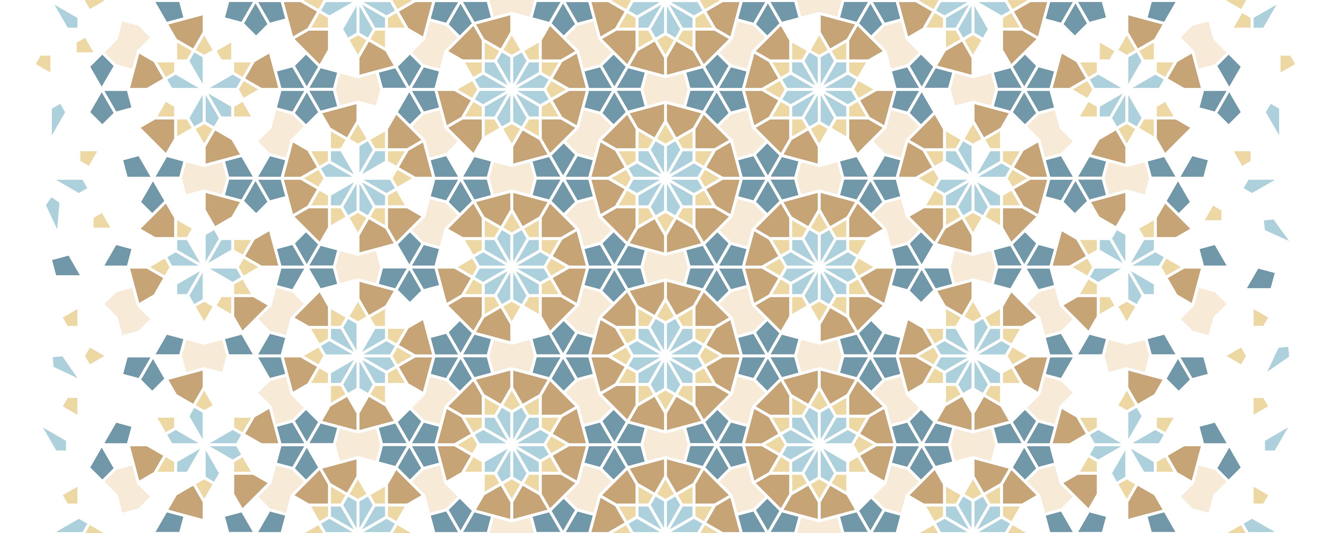Wandverkleidung Wohnzimmer-Grafisches Blau Beige Muster
