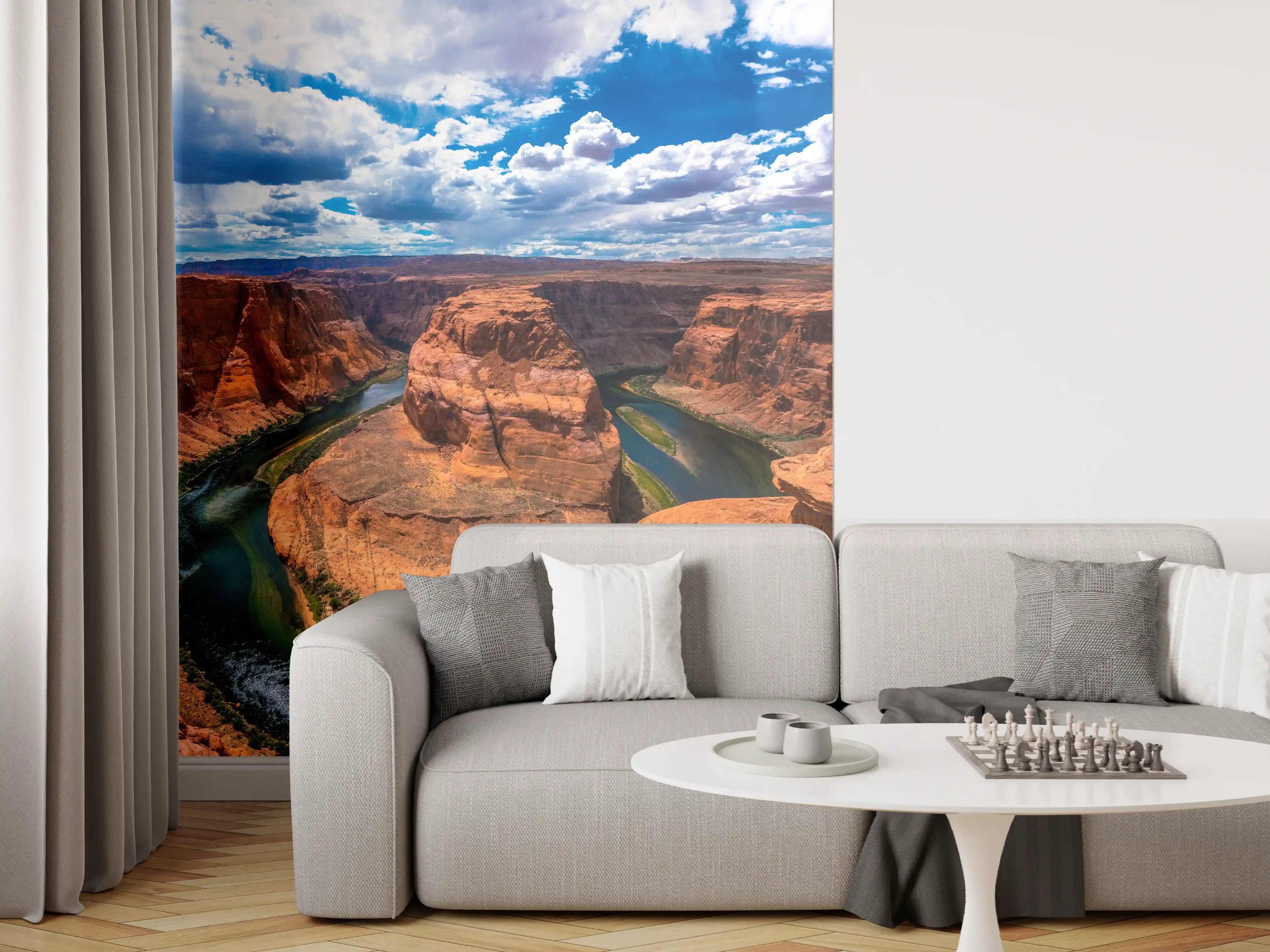 Wandverkleidung Wohnzimmer - Grandiose Canyon-Landschaft mit Fluss