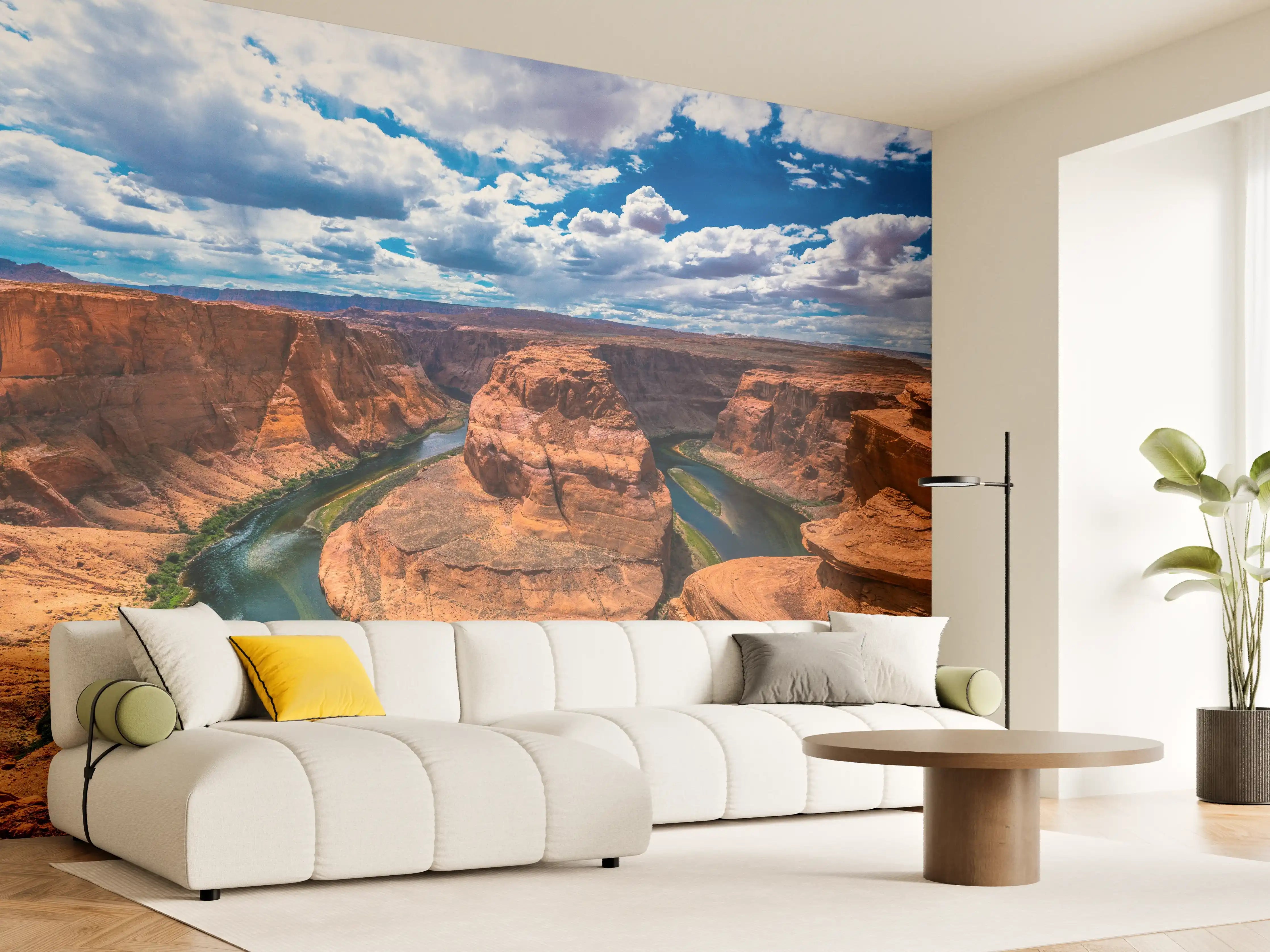 Wandverkleidung Wohnzimmer - Grandiose Canyon-Landschaft mit Fluss