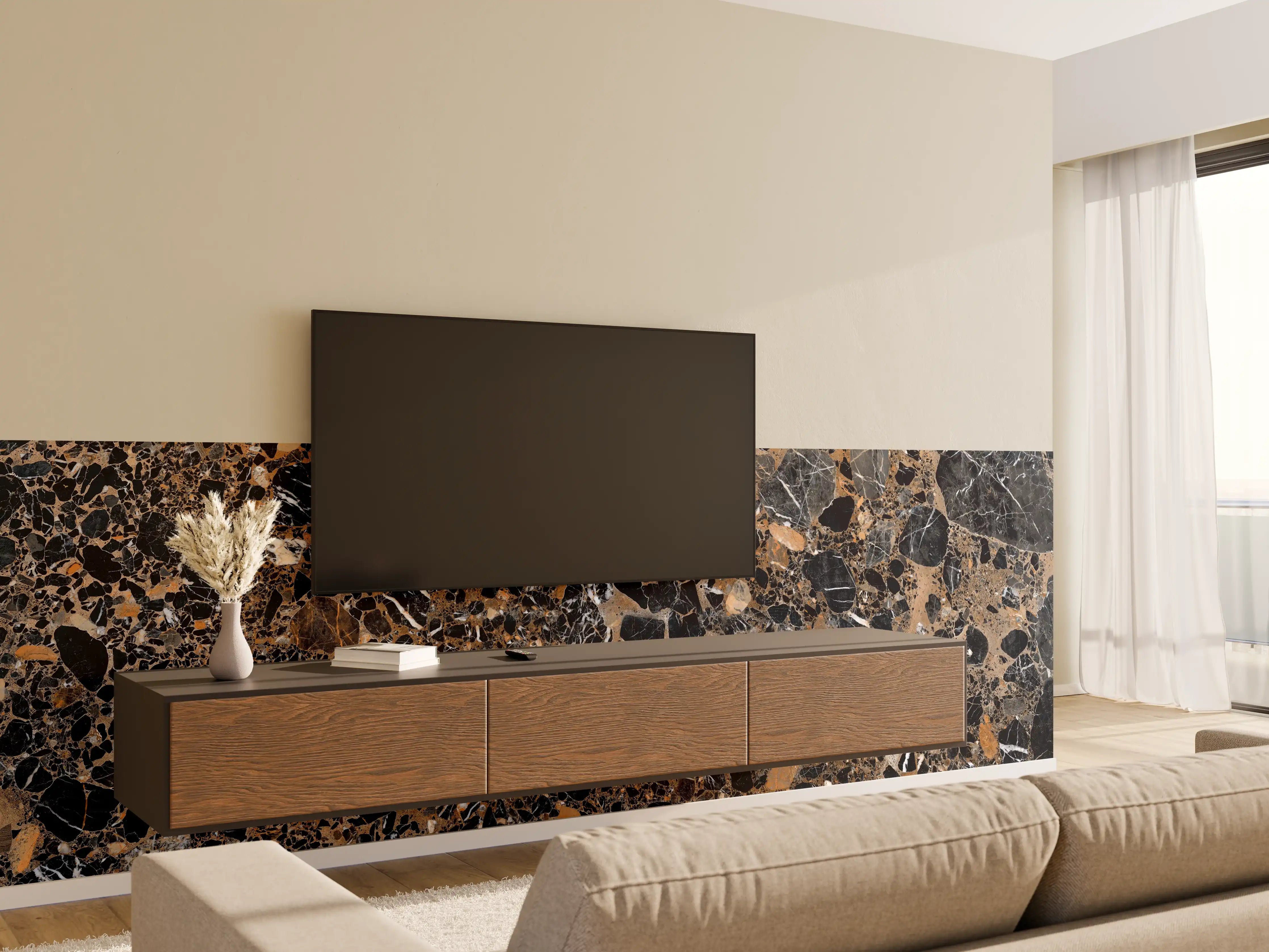 Wandverkleidung Wohnzimmer - Granit luxus Textur