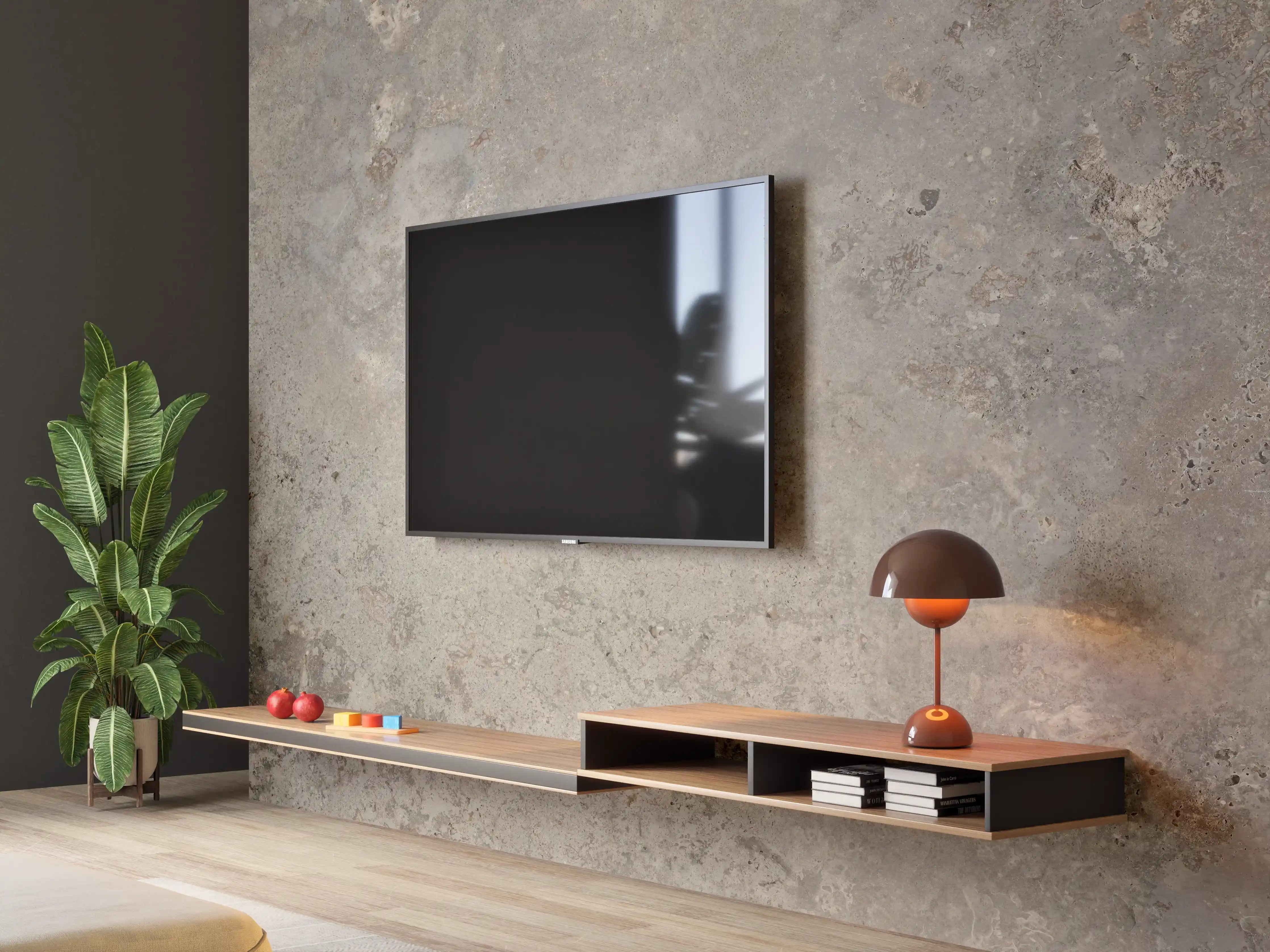 Wandverkleidung Wohnzimmer - Grau-Braune Steinwand-Textur