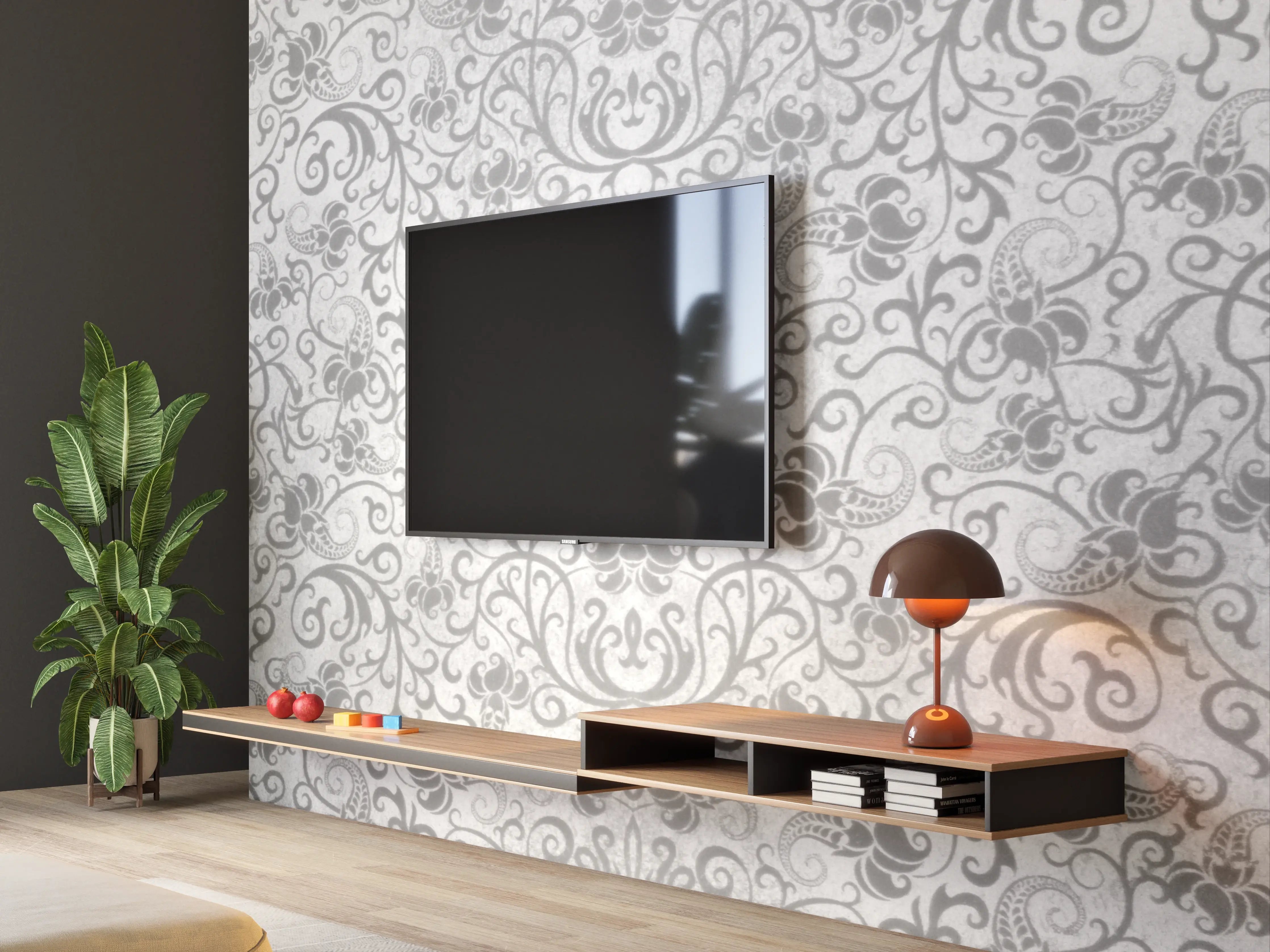 Wandverkleidung Wohnzimmer - Grau-Weißes Vintage Fliesenmuster