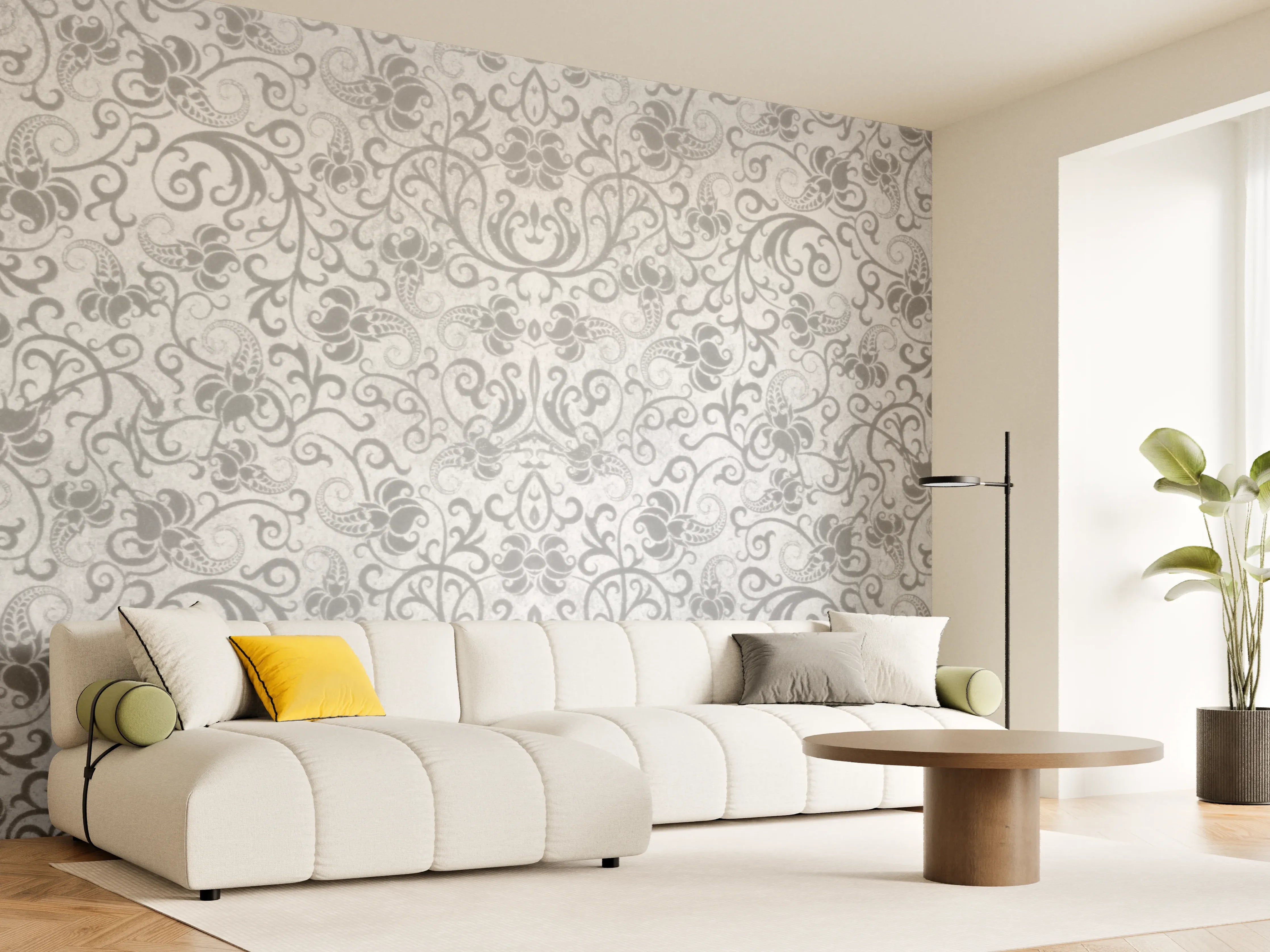 Wandverkleidung Wohnzimmer - Grau-Weißes Vintage Fliesenmuster