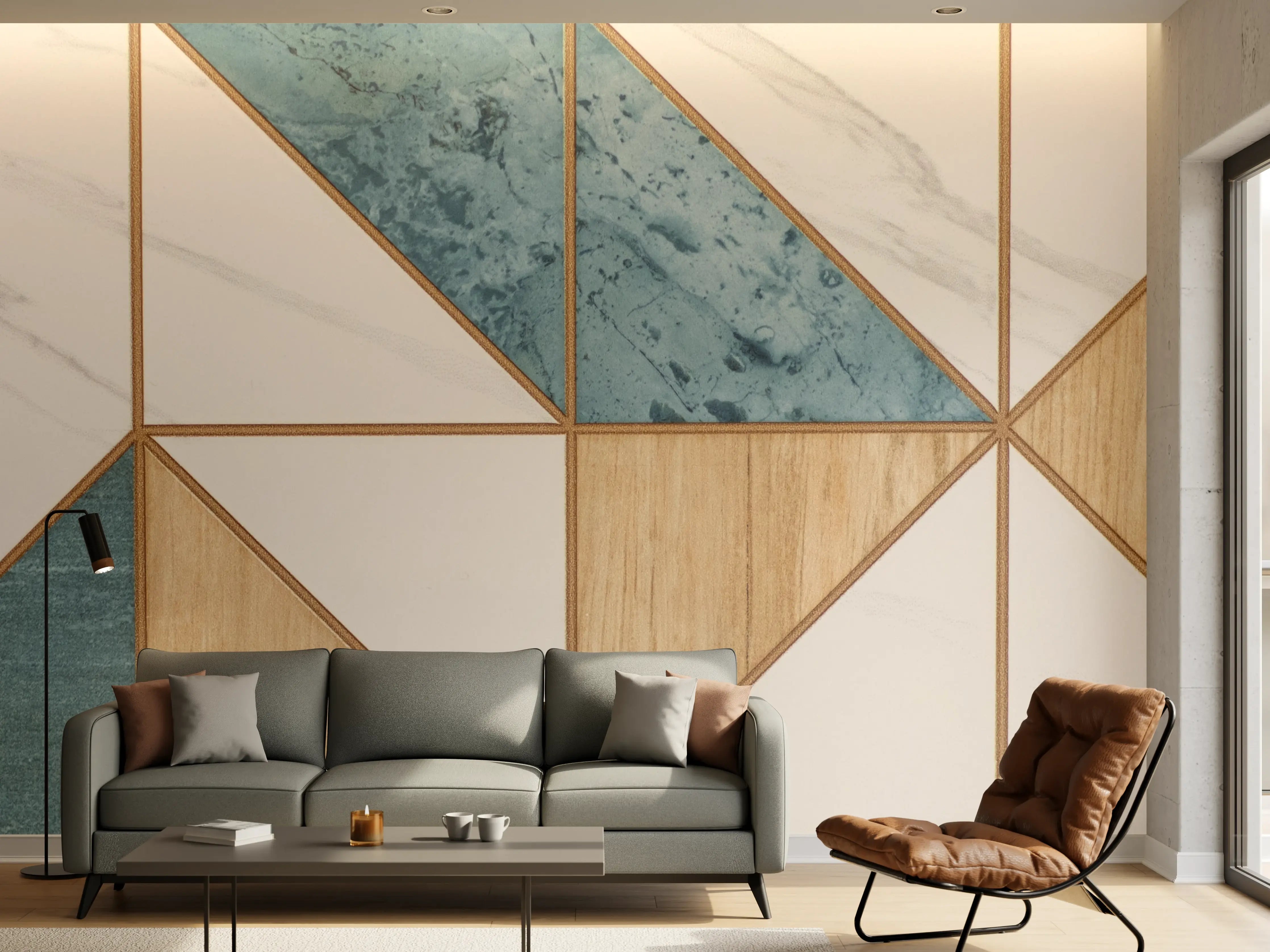 Wandverkleidung Wohnzimmer - Graue Akzente: Moderne geometrische Wandkunst