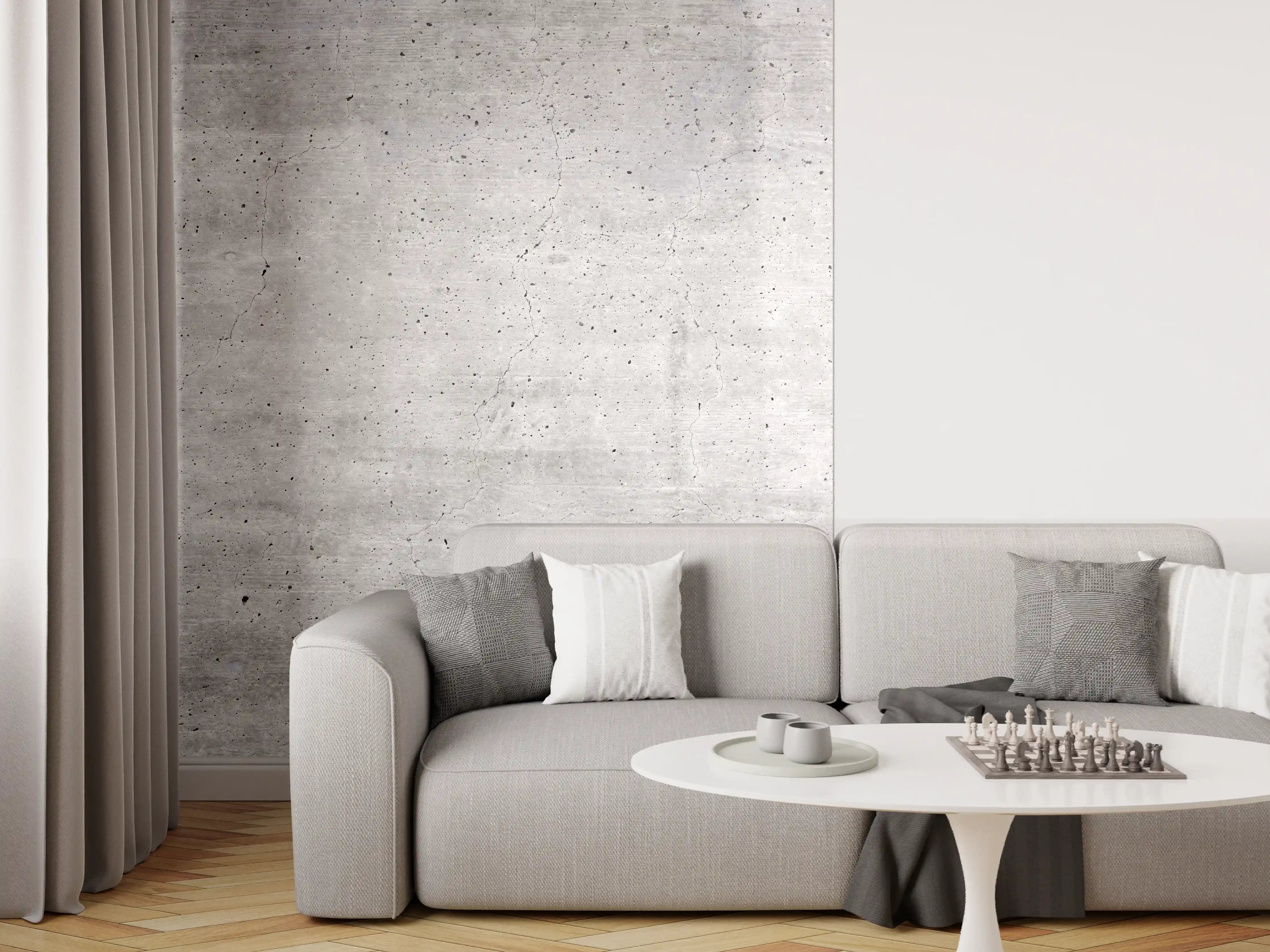 Wandverkleidung Wohnzimmer - Graue Betonwand