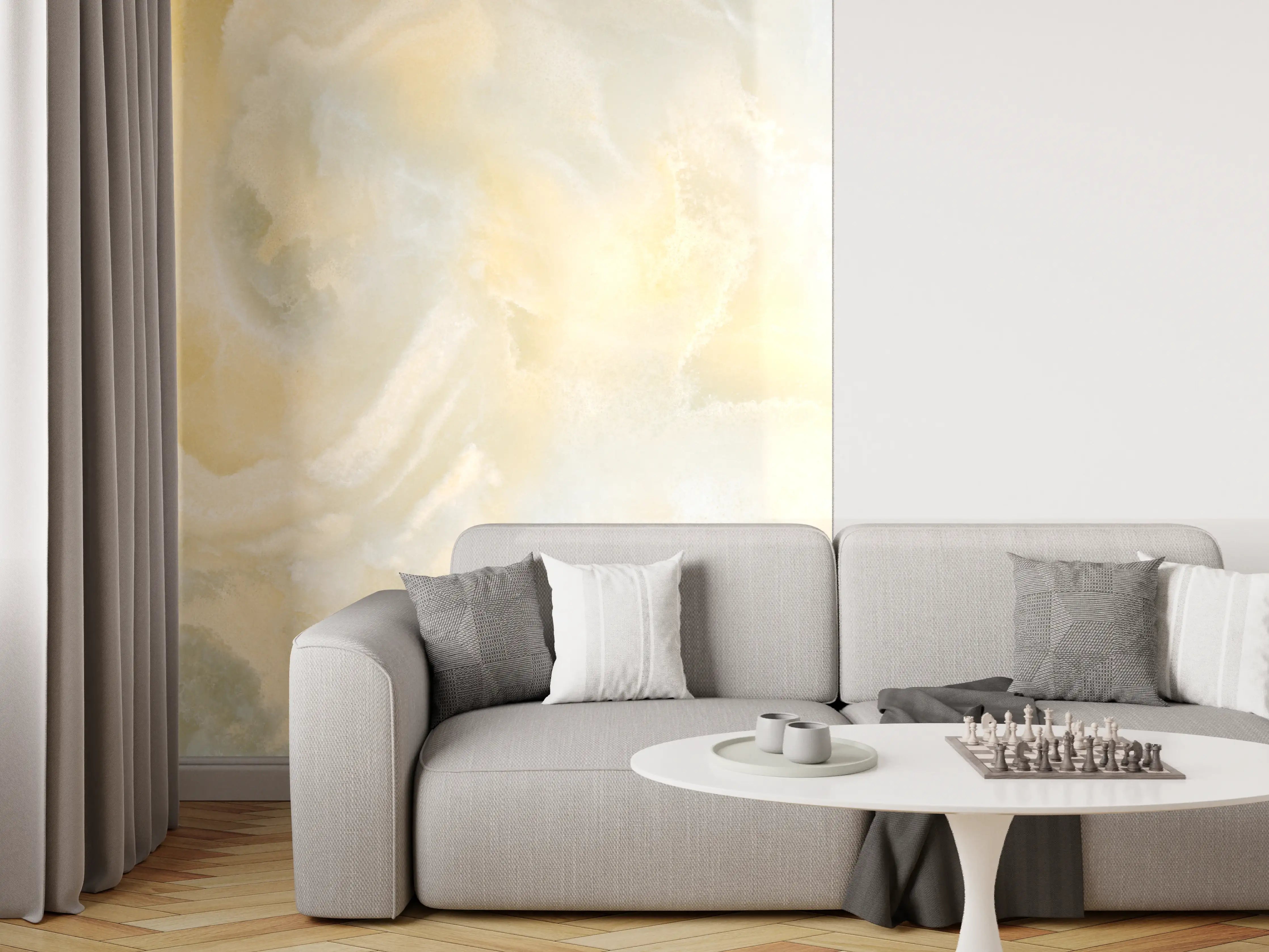 Wandverkleidung Wohnzimmer - Graue Eleganz für weiße Wandkunst