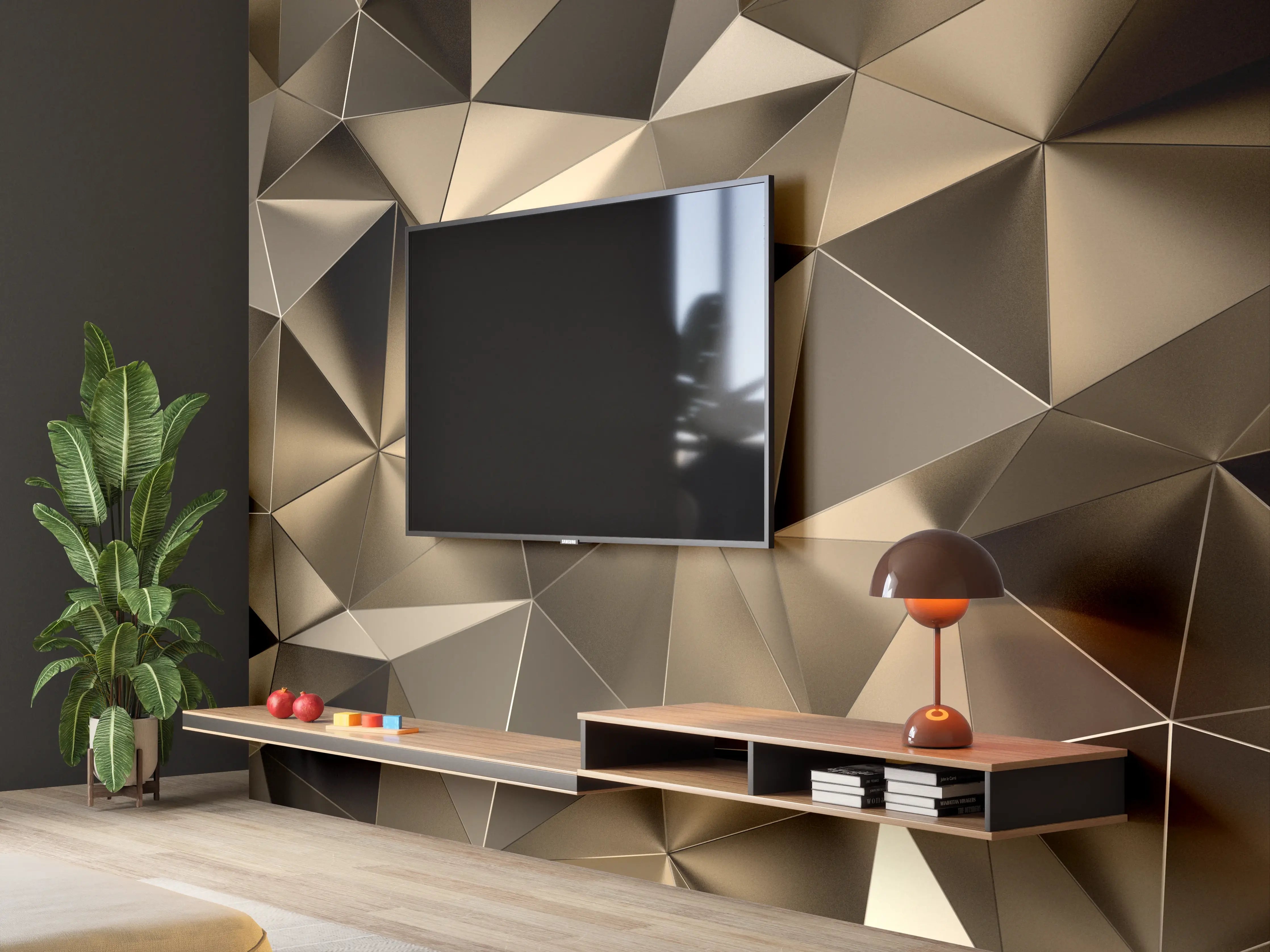 Wandverkleidung Wohnzimmer - Graue Geometrie für elegante Wände