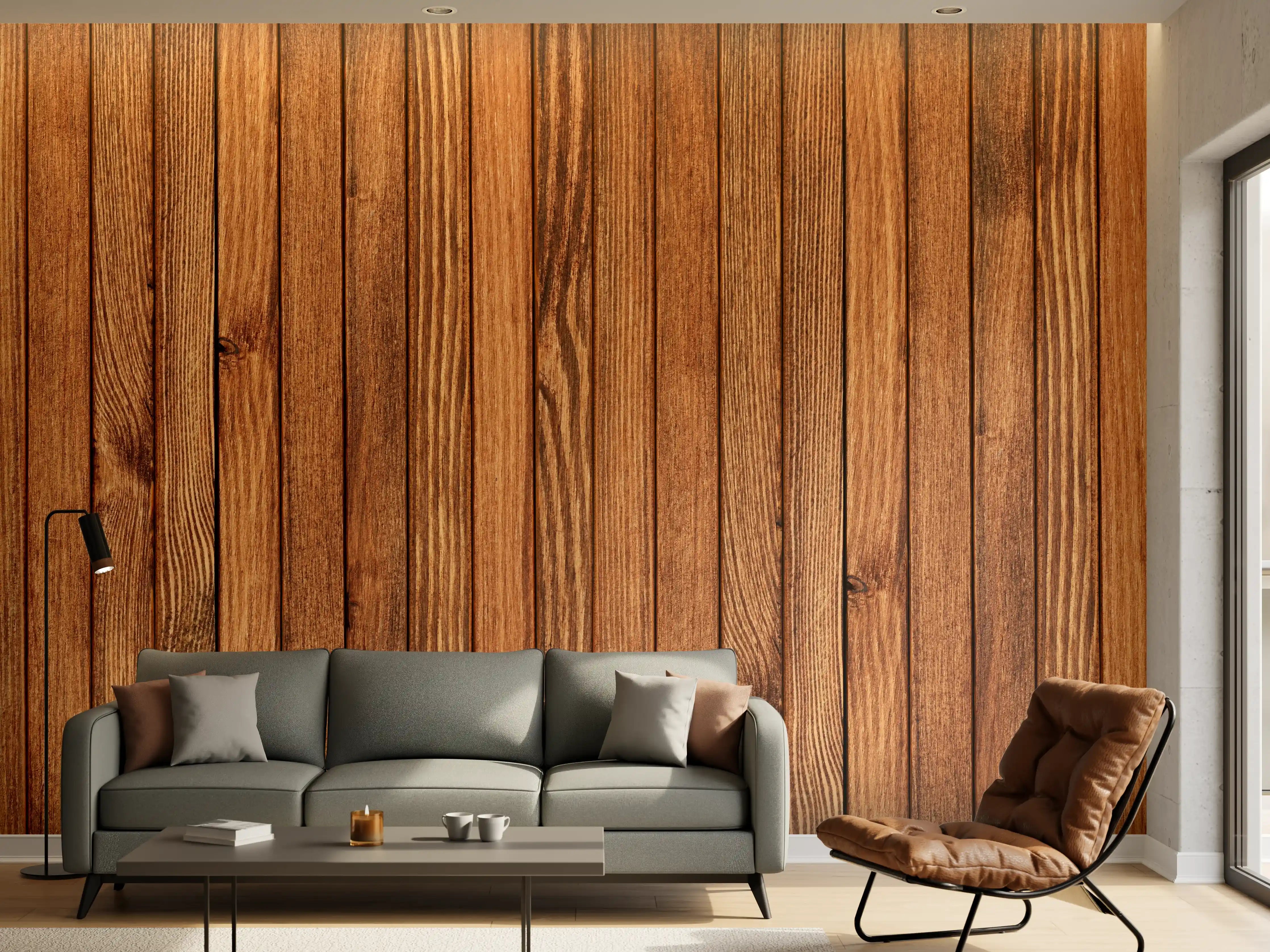Wandverkleidung Wohnzimmer - Graue Holzoptik Wandpaneele für moderne Räume