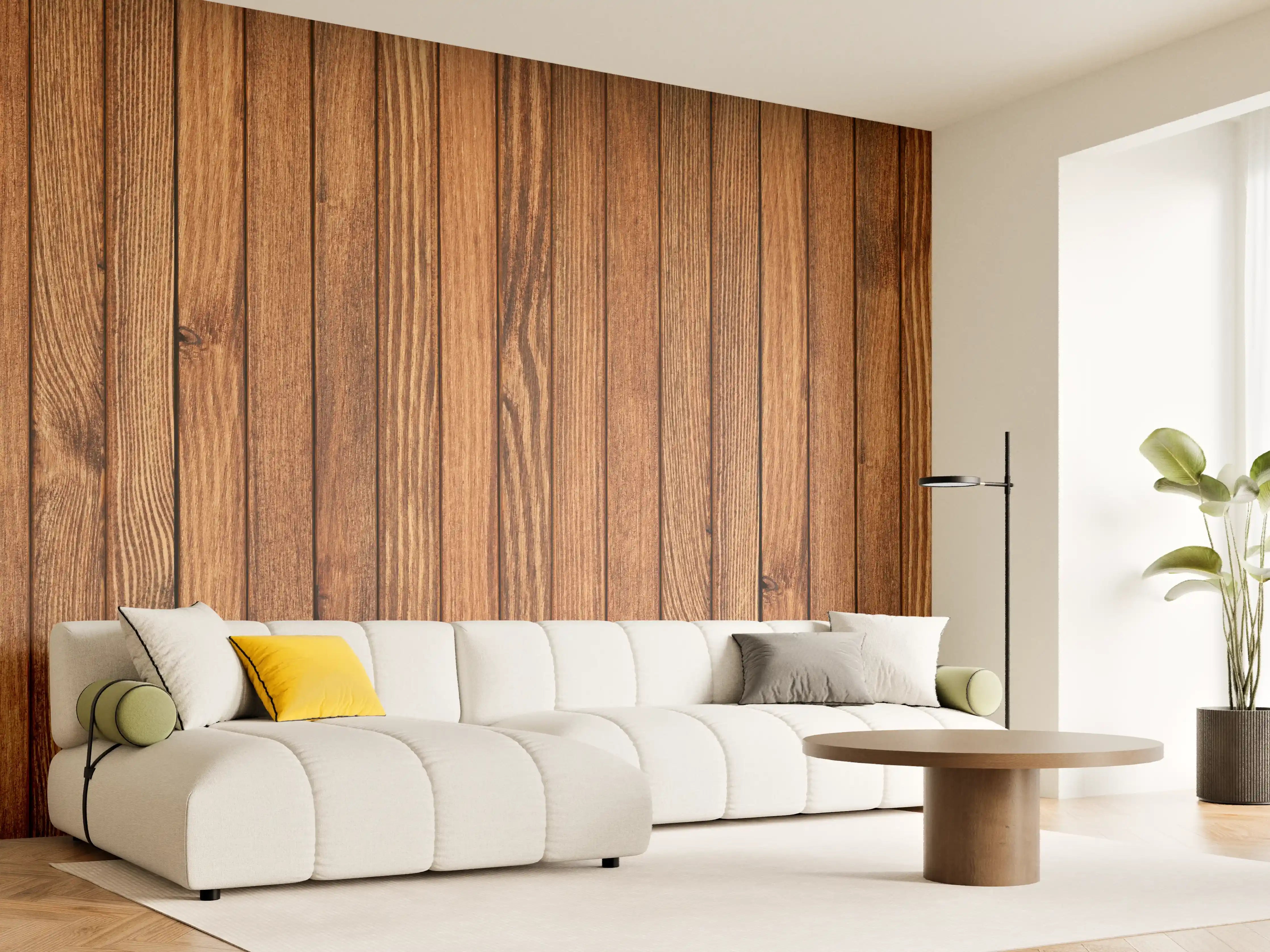 Wandverkleidung Wohnzimmer - Graue Holzoptik Wandpaneele für moderne Räume