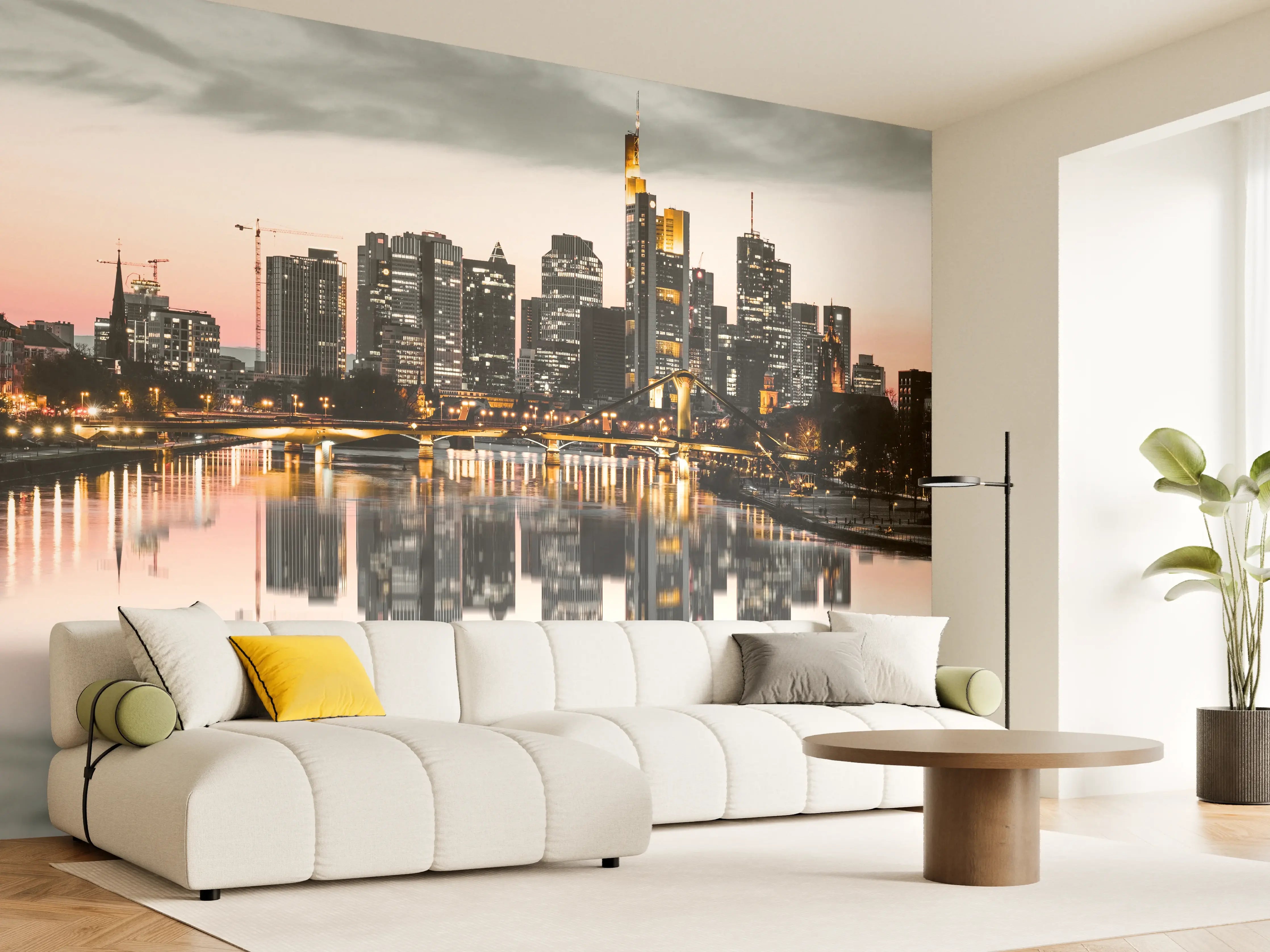 Wandverkleidung Wohnzimmer - Graue Horizonte im Sonnenlicht