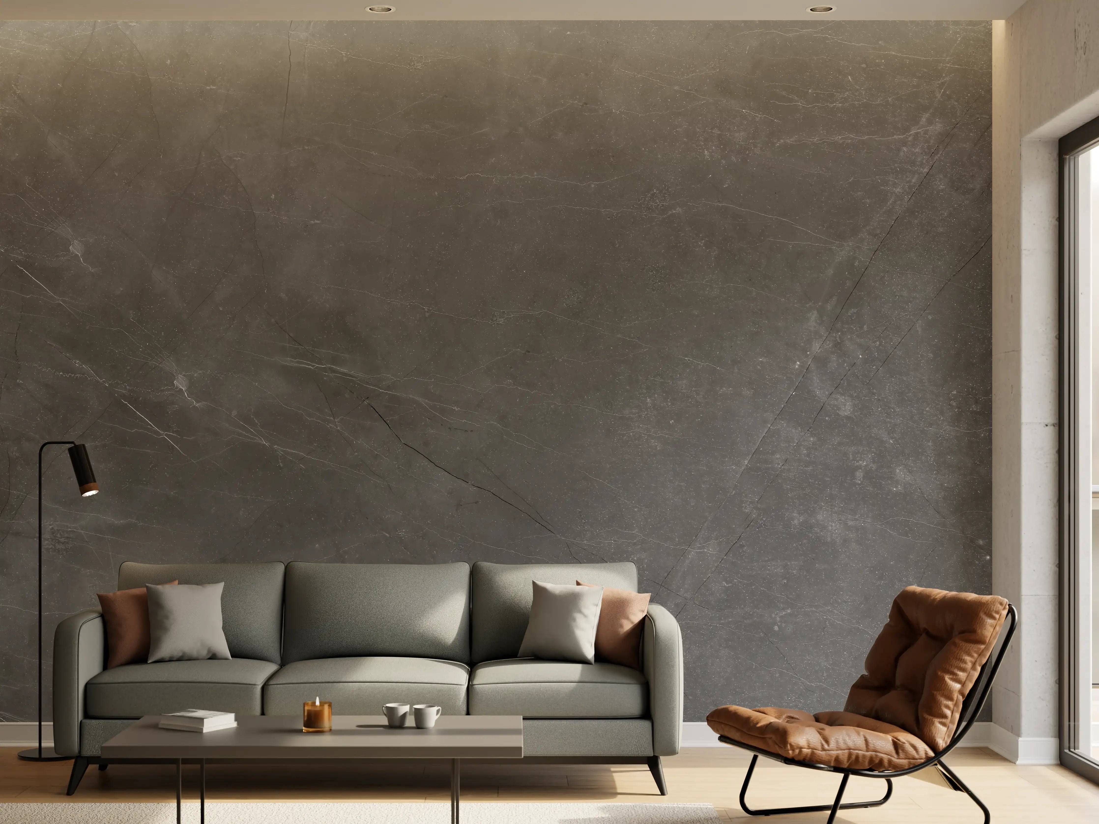 Wandverkleidung Wohnzimmer - Graue Marmor Textur mit Adern
