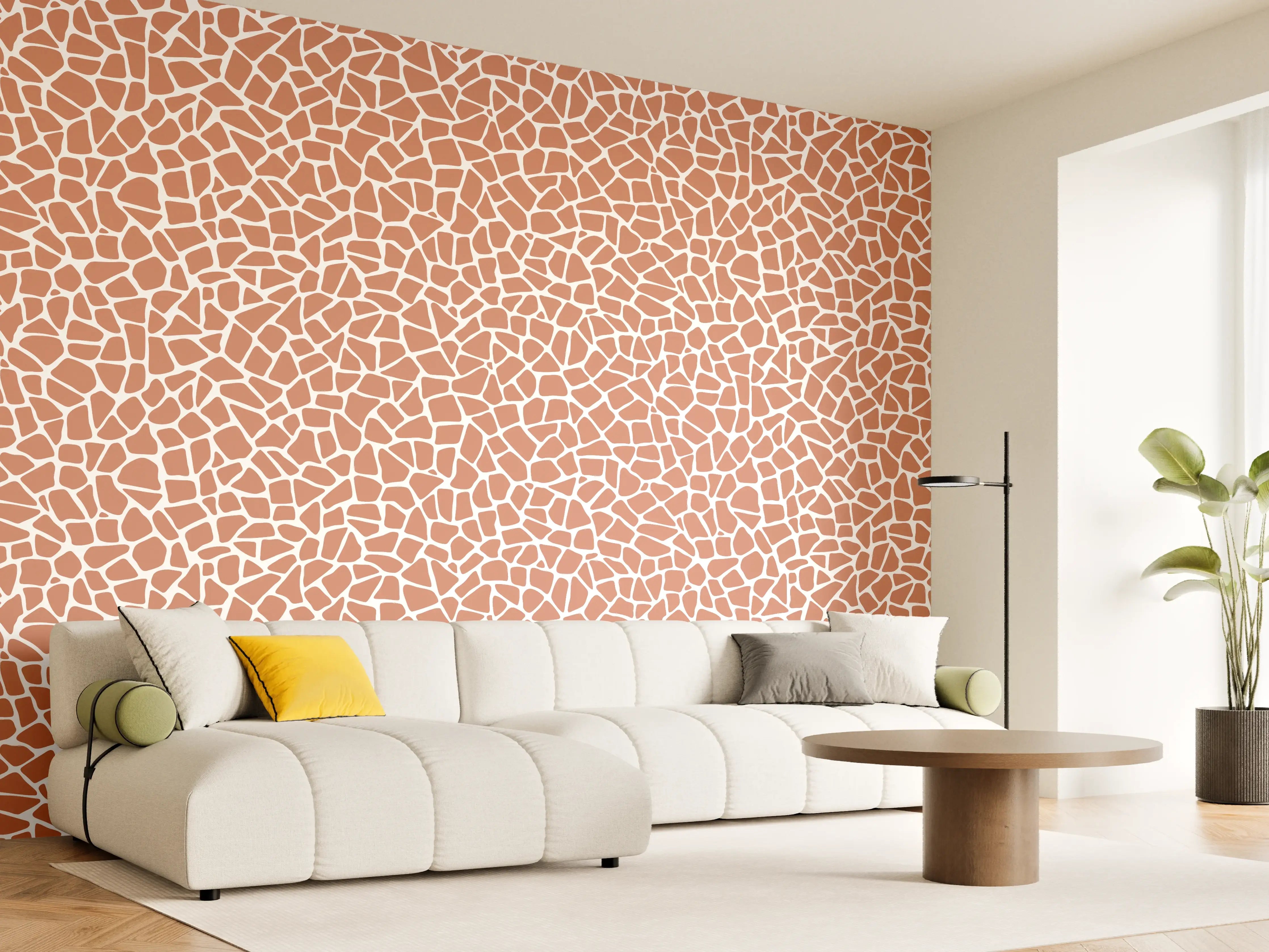 Wandverkleidung Wohnzimmer - Graue Mosaik-Fliese mit weißen Motiven