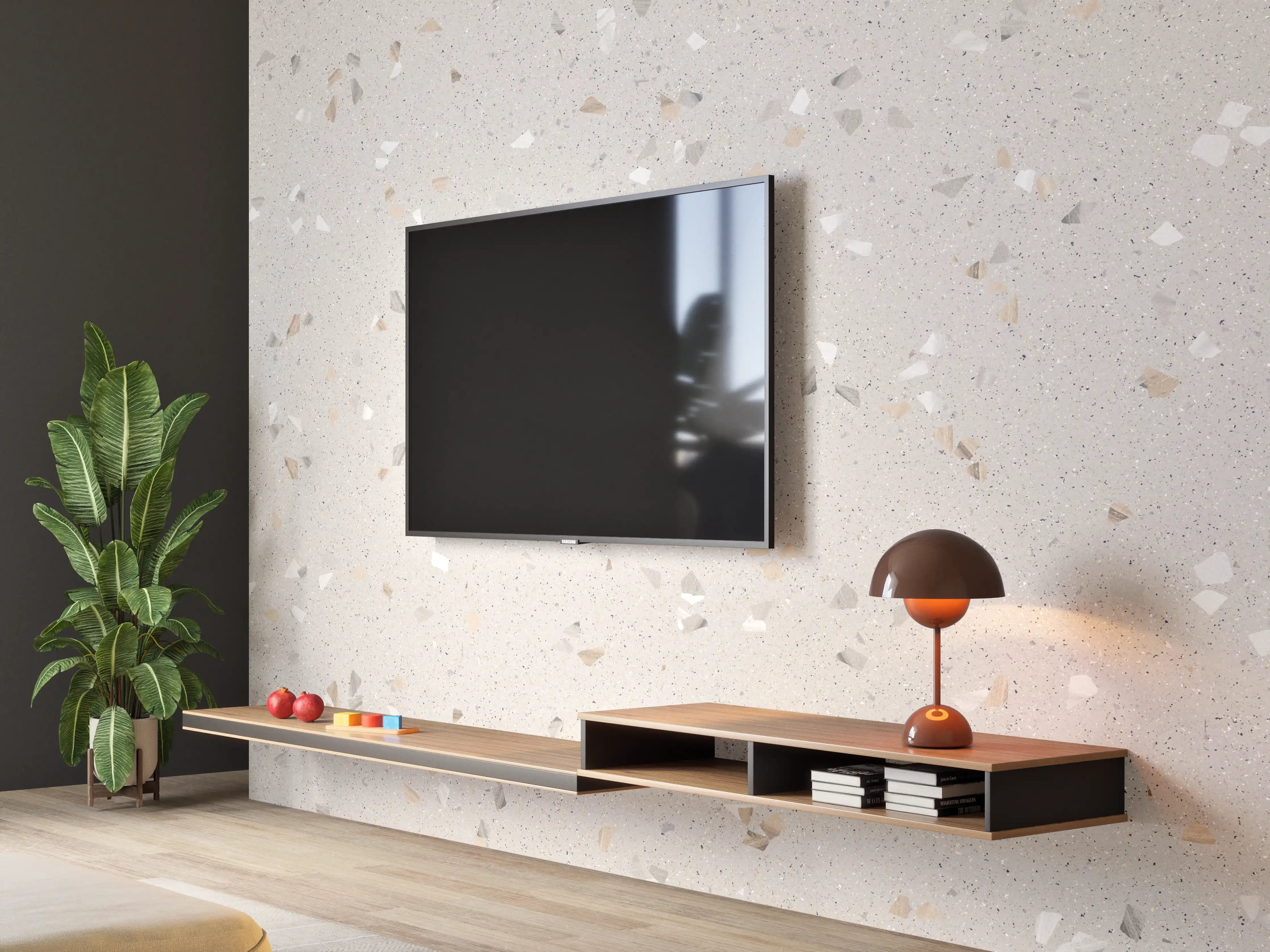Wandverkleidung Wohnzimmer - Graue Mosaiksteine