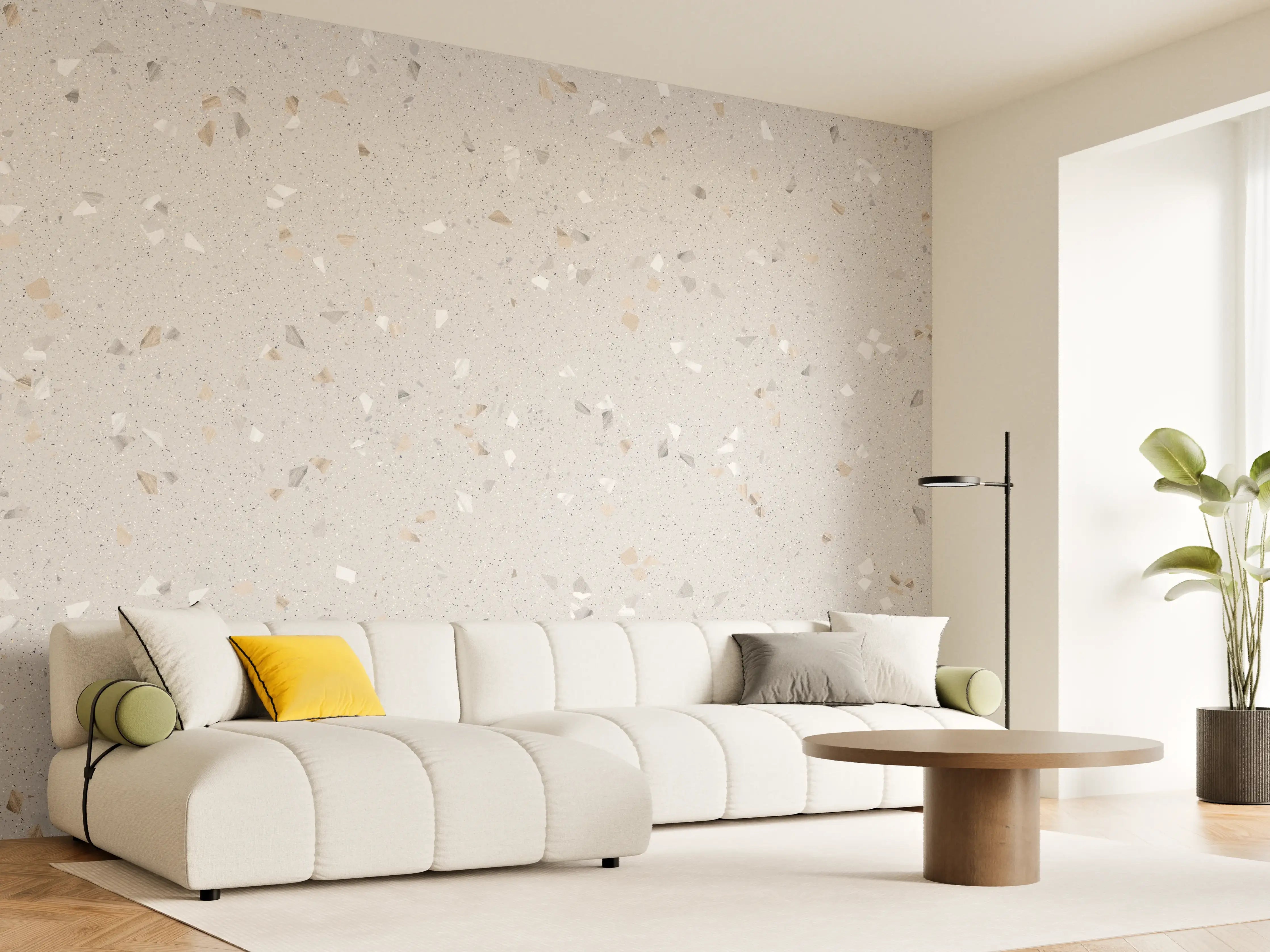 Wandverkleidung Wohnzimmer - Graue Mosaiksteine