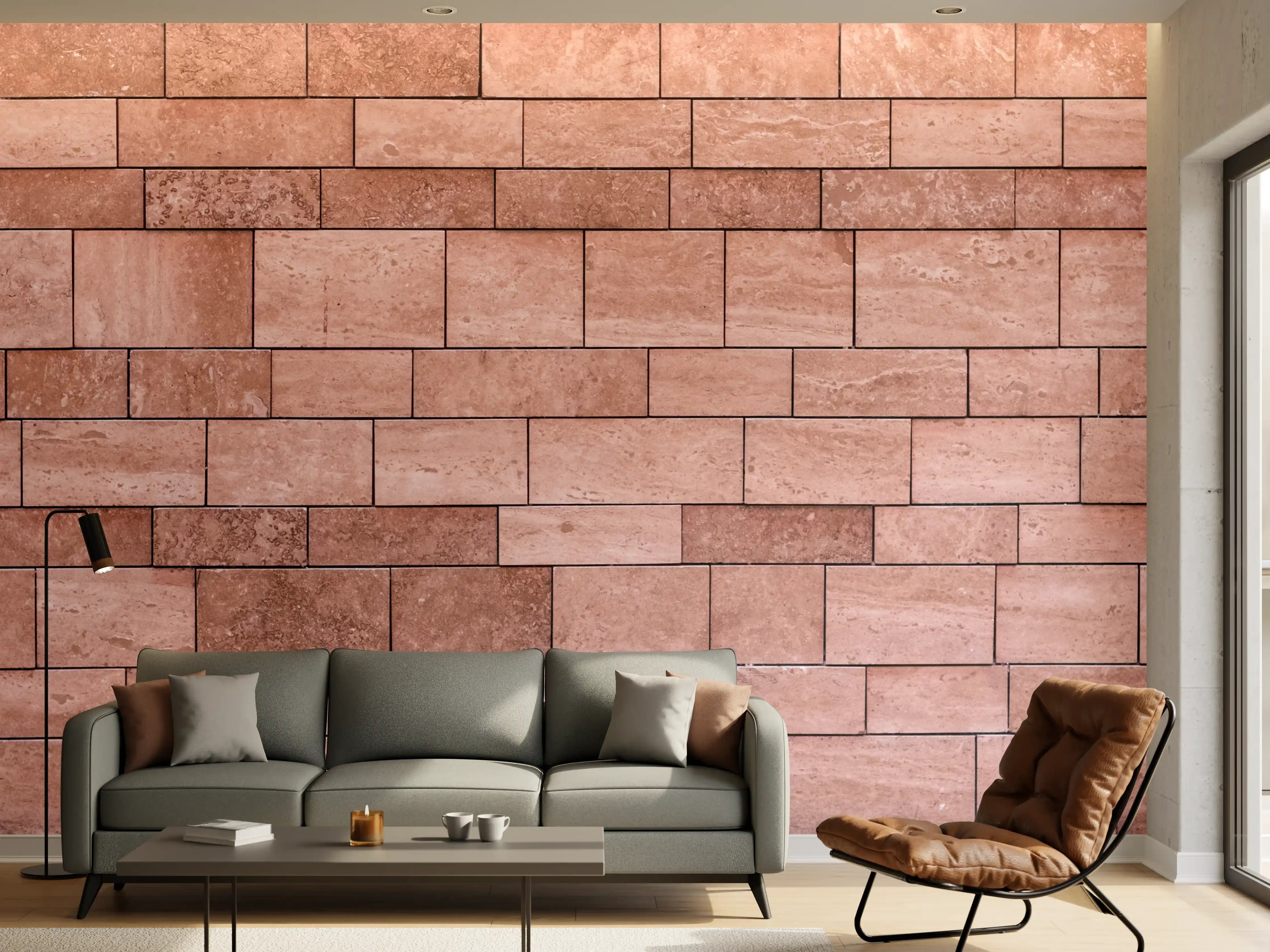 Wandverkleidung Wohnzimmer - Graue Schatten an weißer Backsteinwand