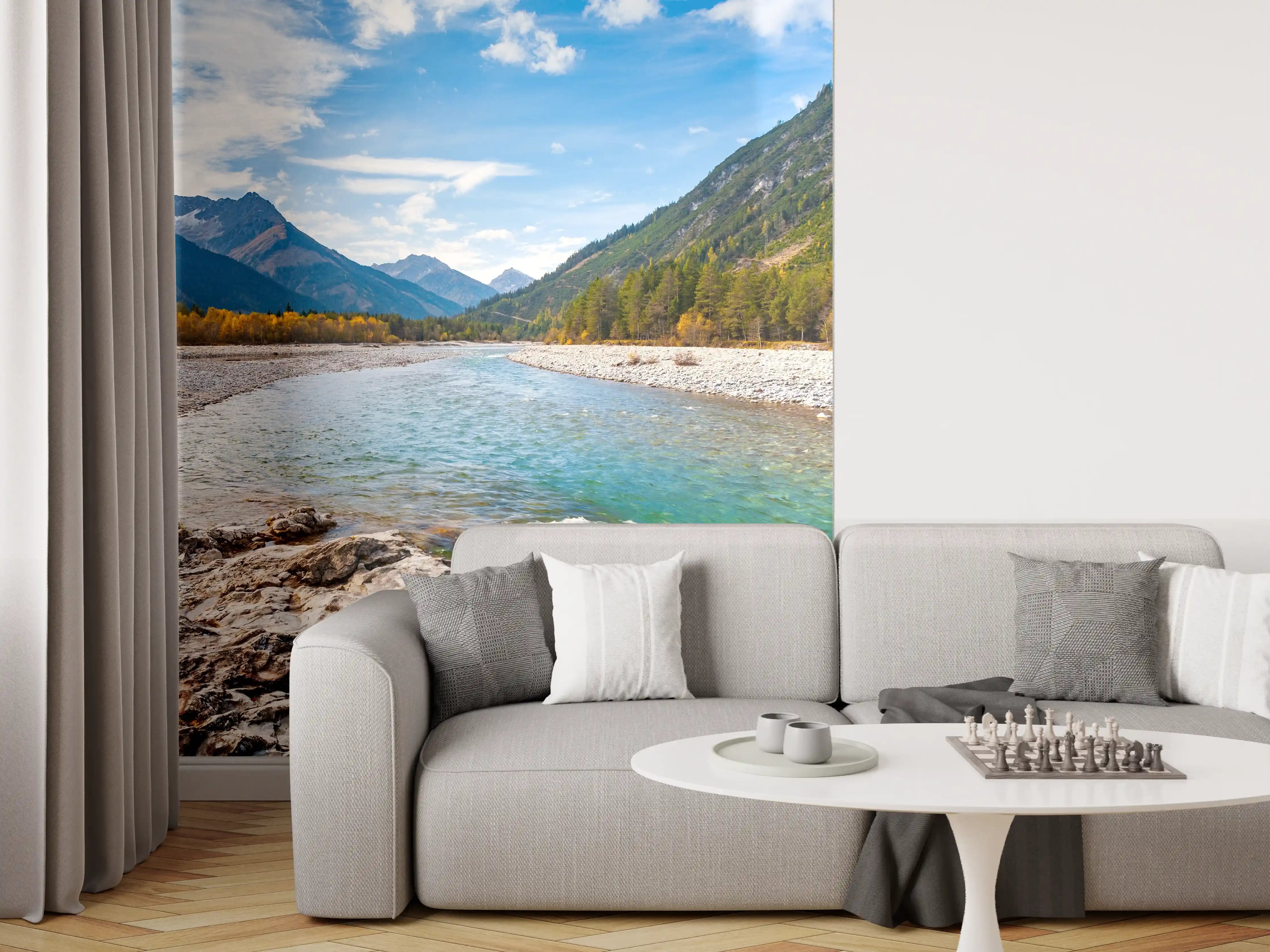 Wandverkleidung Wohnzimmer - Graue Töne in natürlicher Malerei