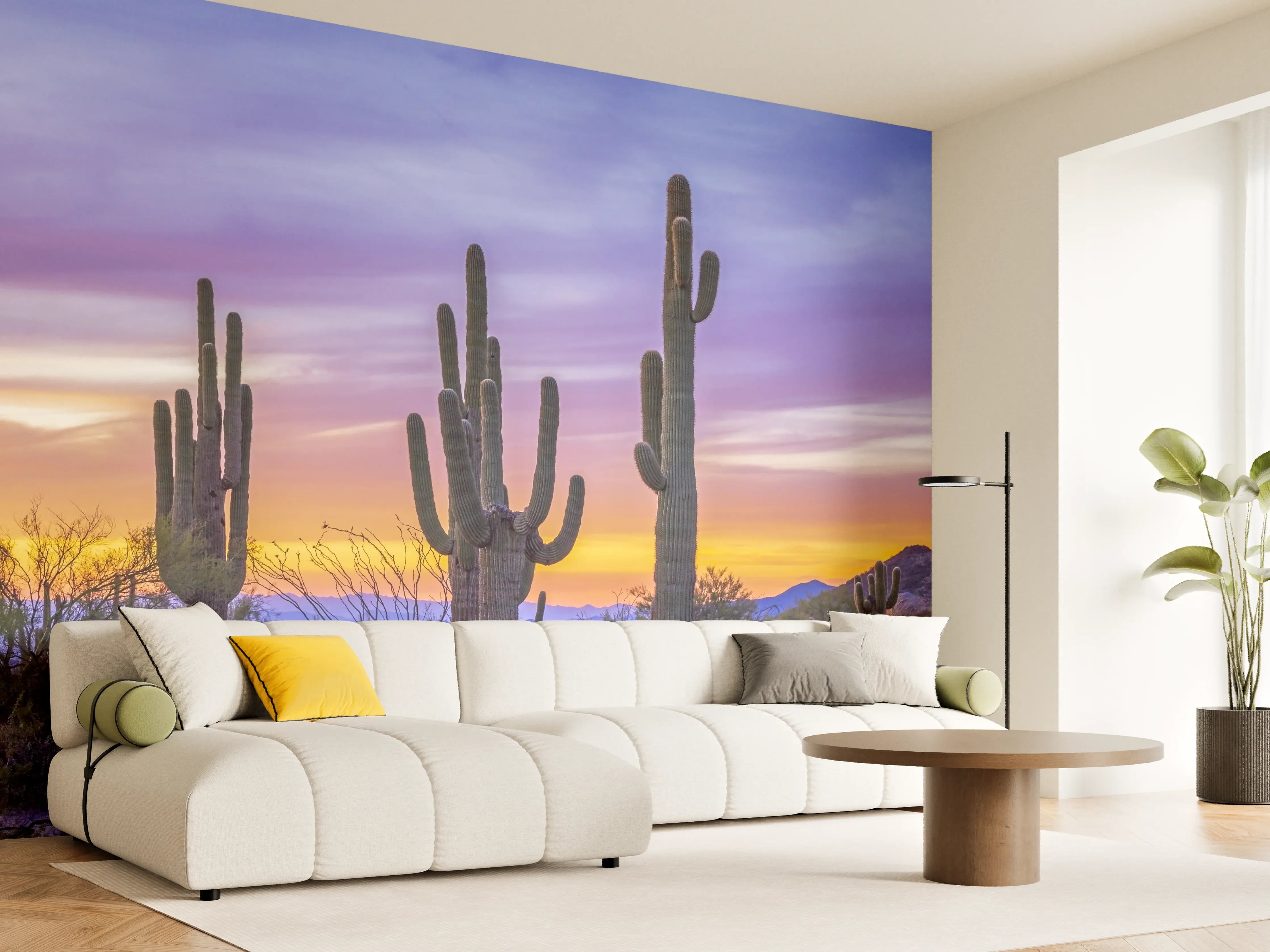 Wandverkleidung Wohnzimmer - Graue Wüste bei Dämmerung