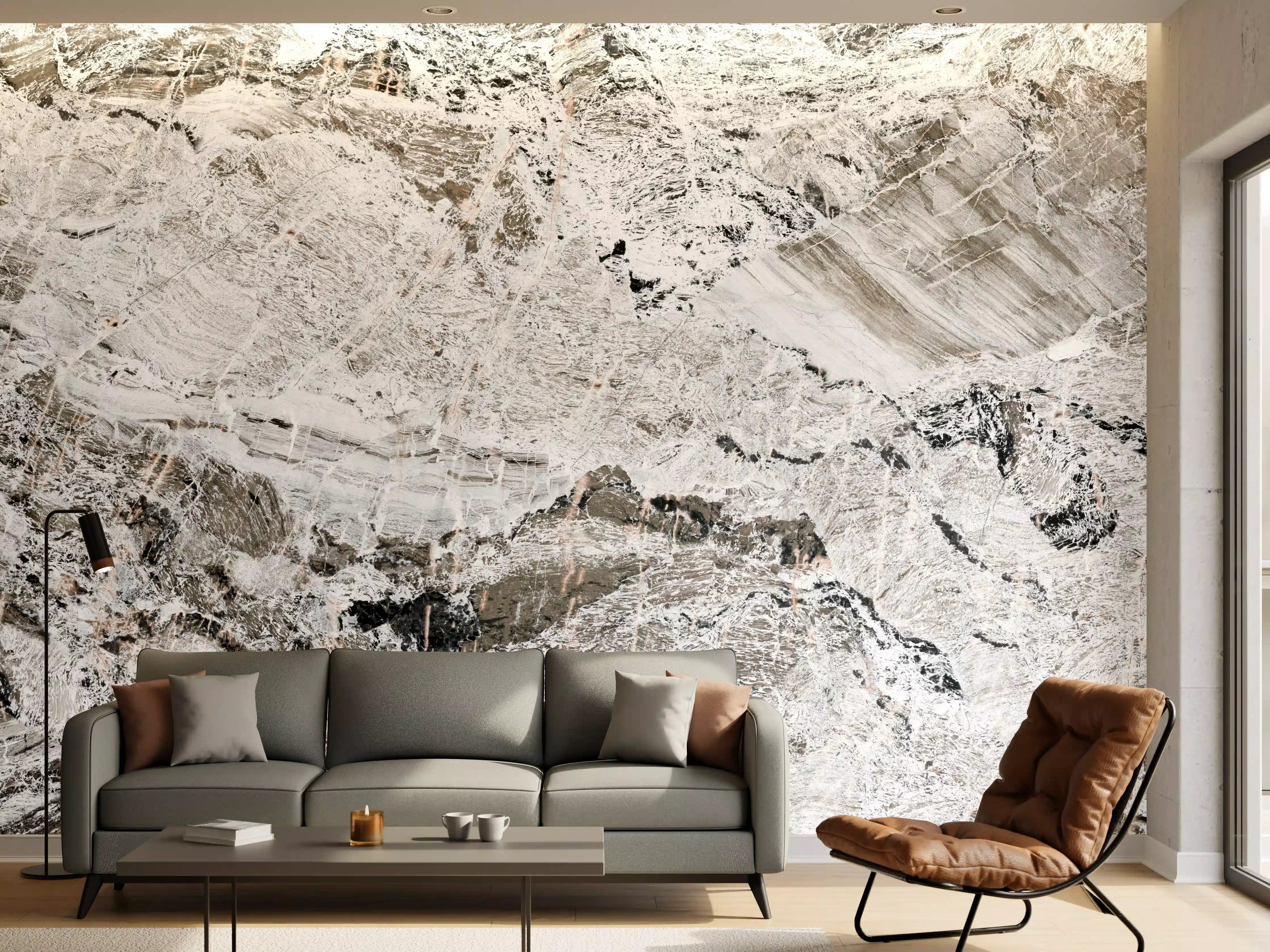 Wandverkleidung Wohnzimmer - Graue abstrakte Marmor Stein Textur