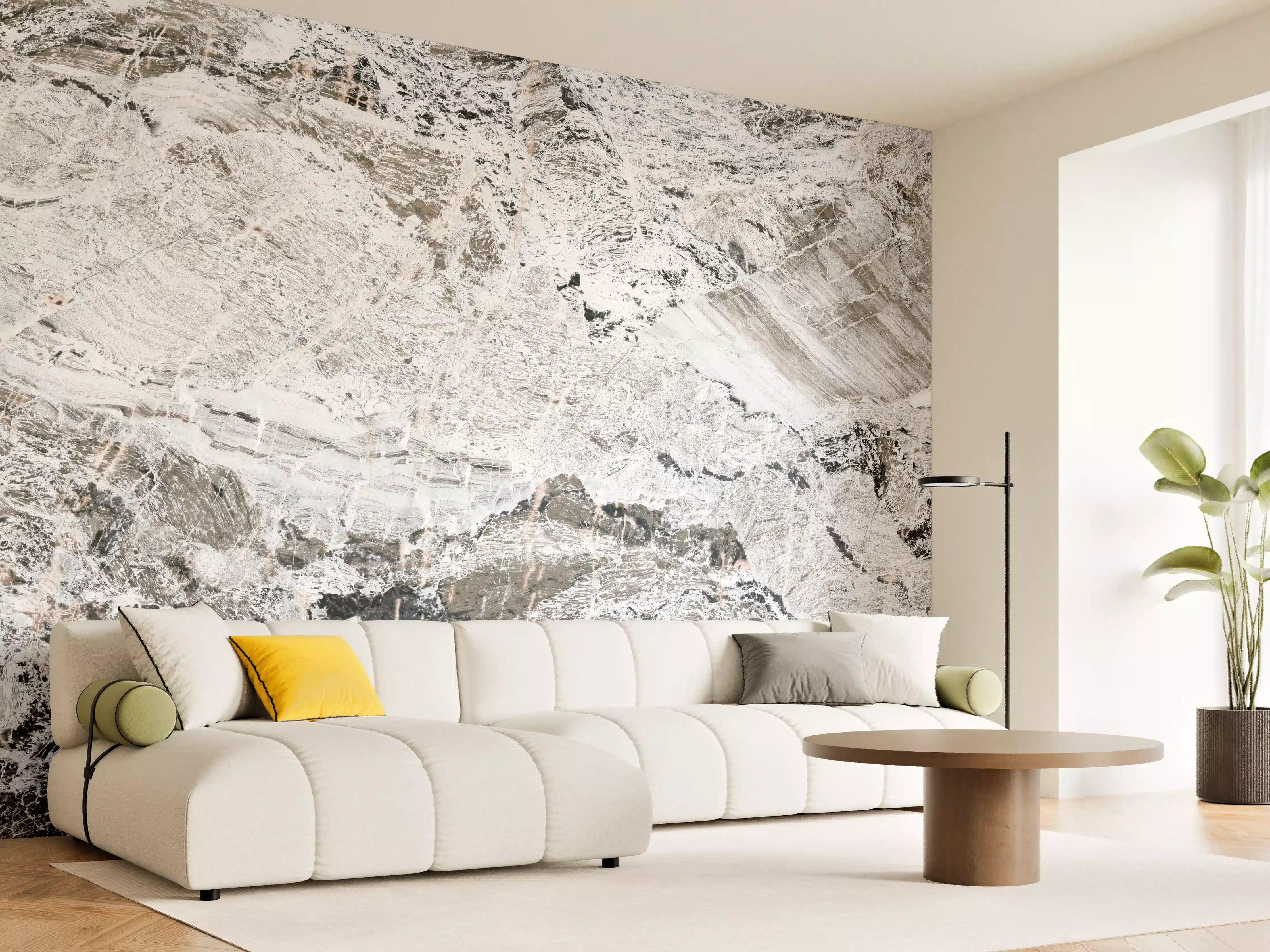 Wandverkleidung Wohnzimmer - Graue abstrakte Marmor Stein Textur