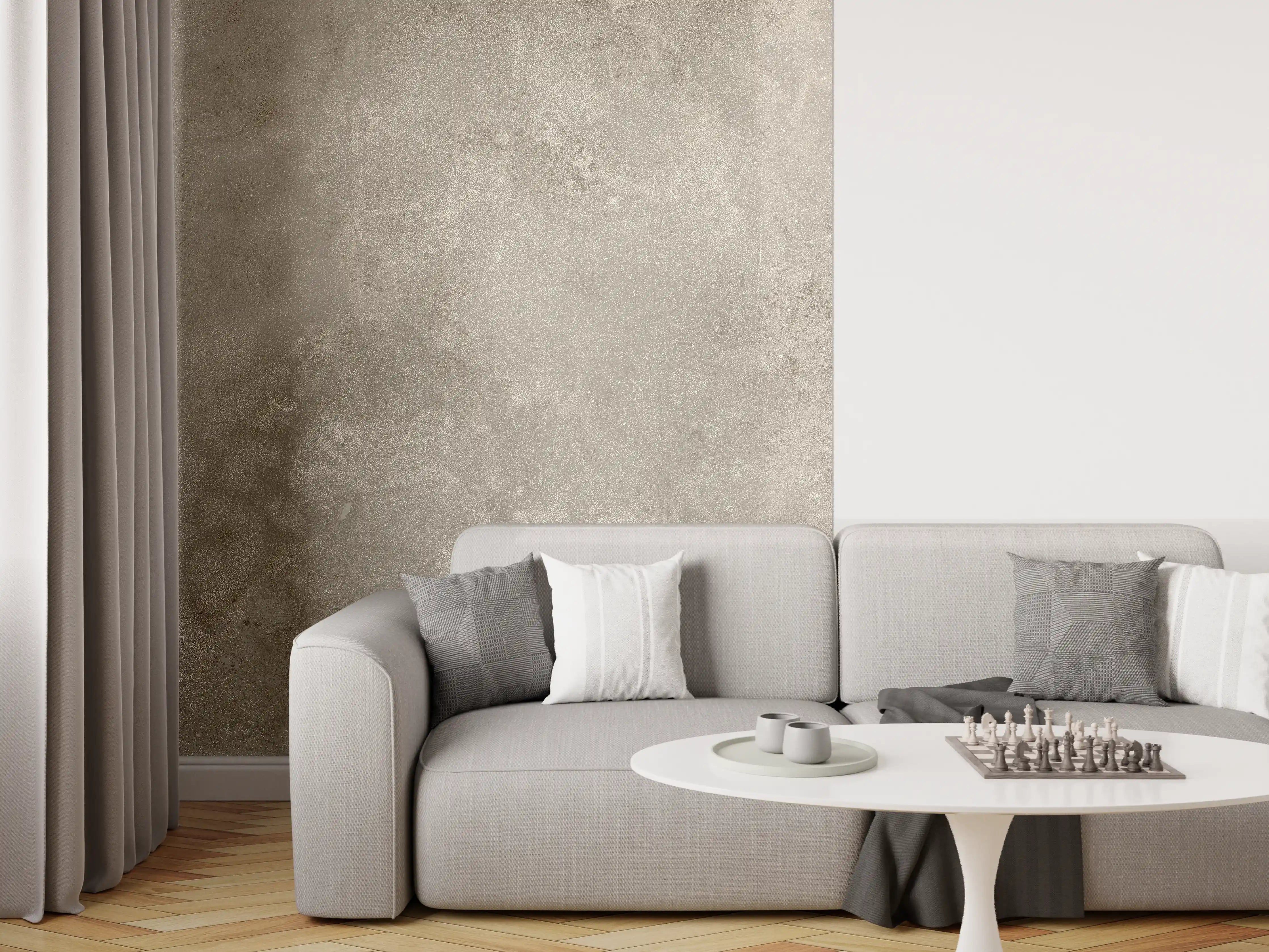 Wandverkleidung Wohnzimmer - Graue alte Kalksteinwand